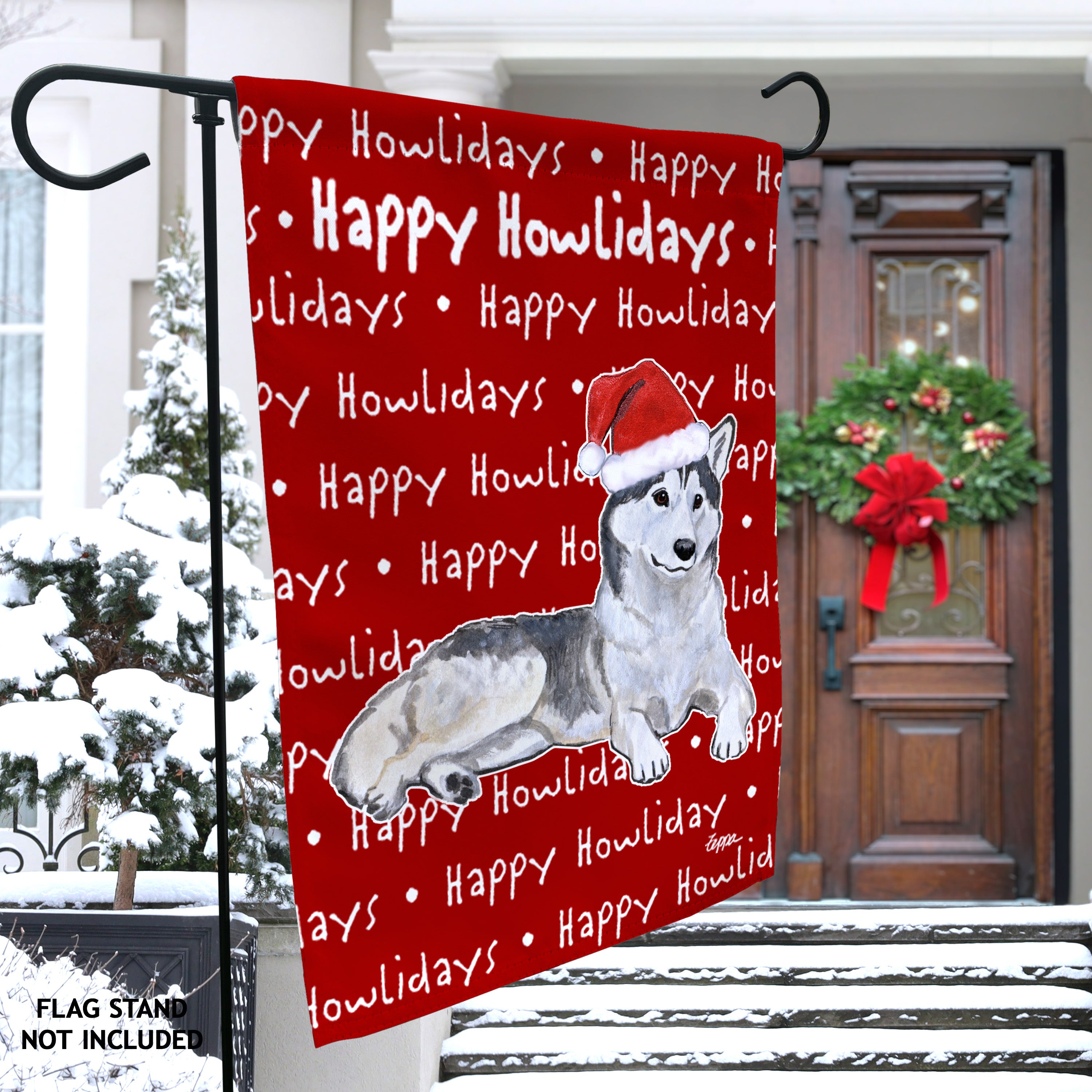 Siberian Husky Christmas Garden Flag