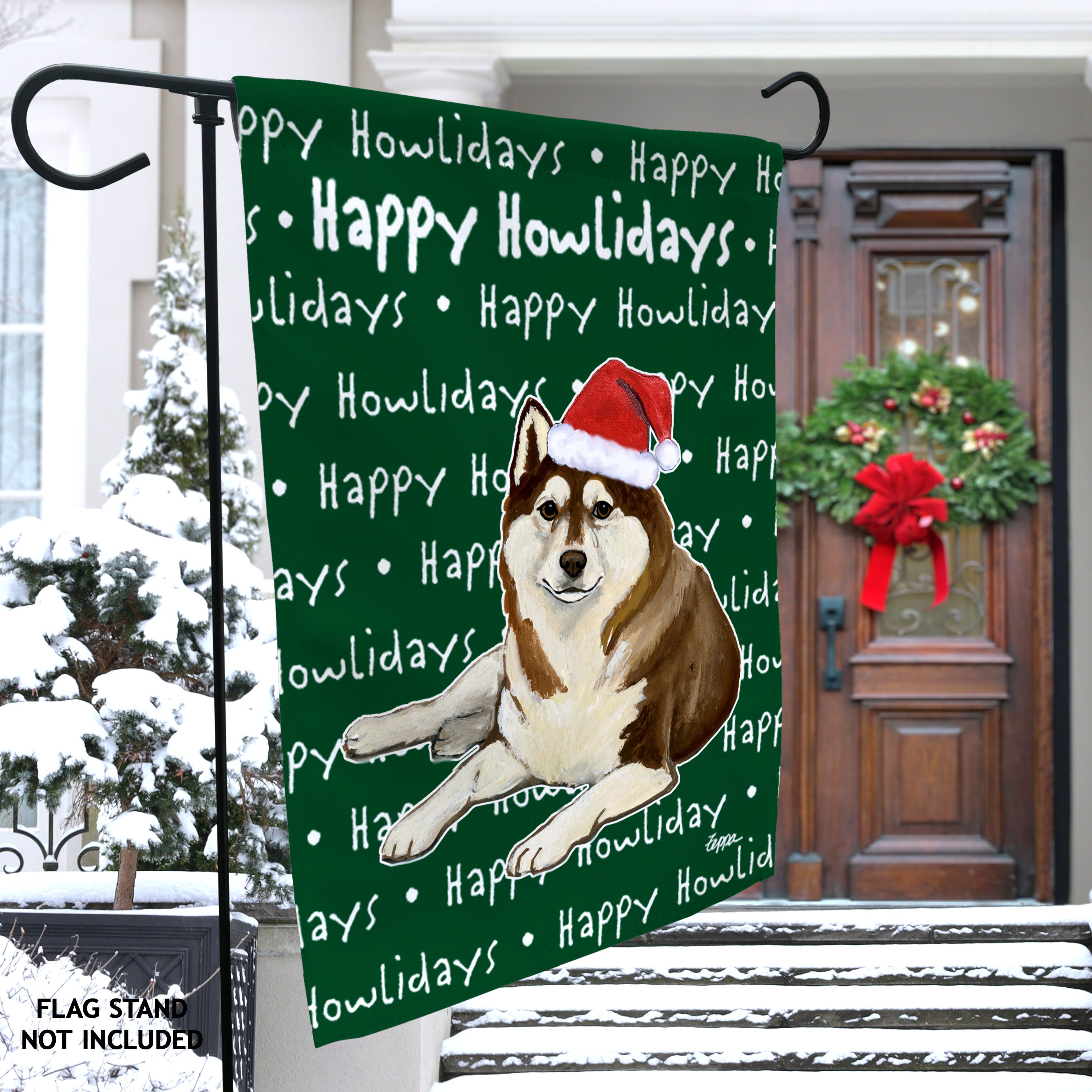 Siberian Husky Christmas Garden Flag