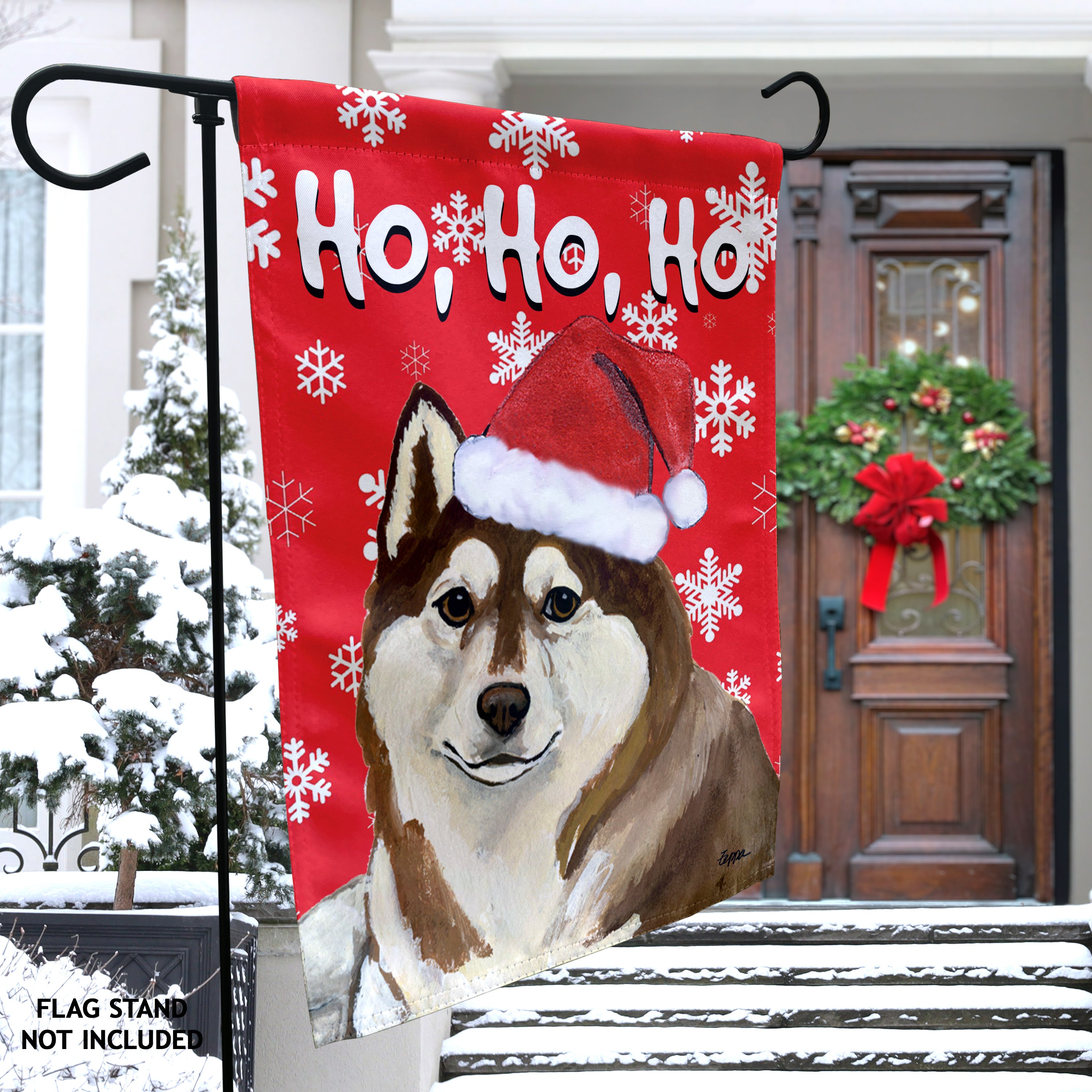 Siberian Husky Christmas Garden Flag