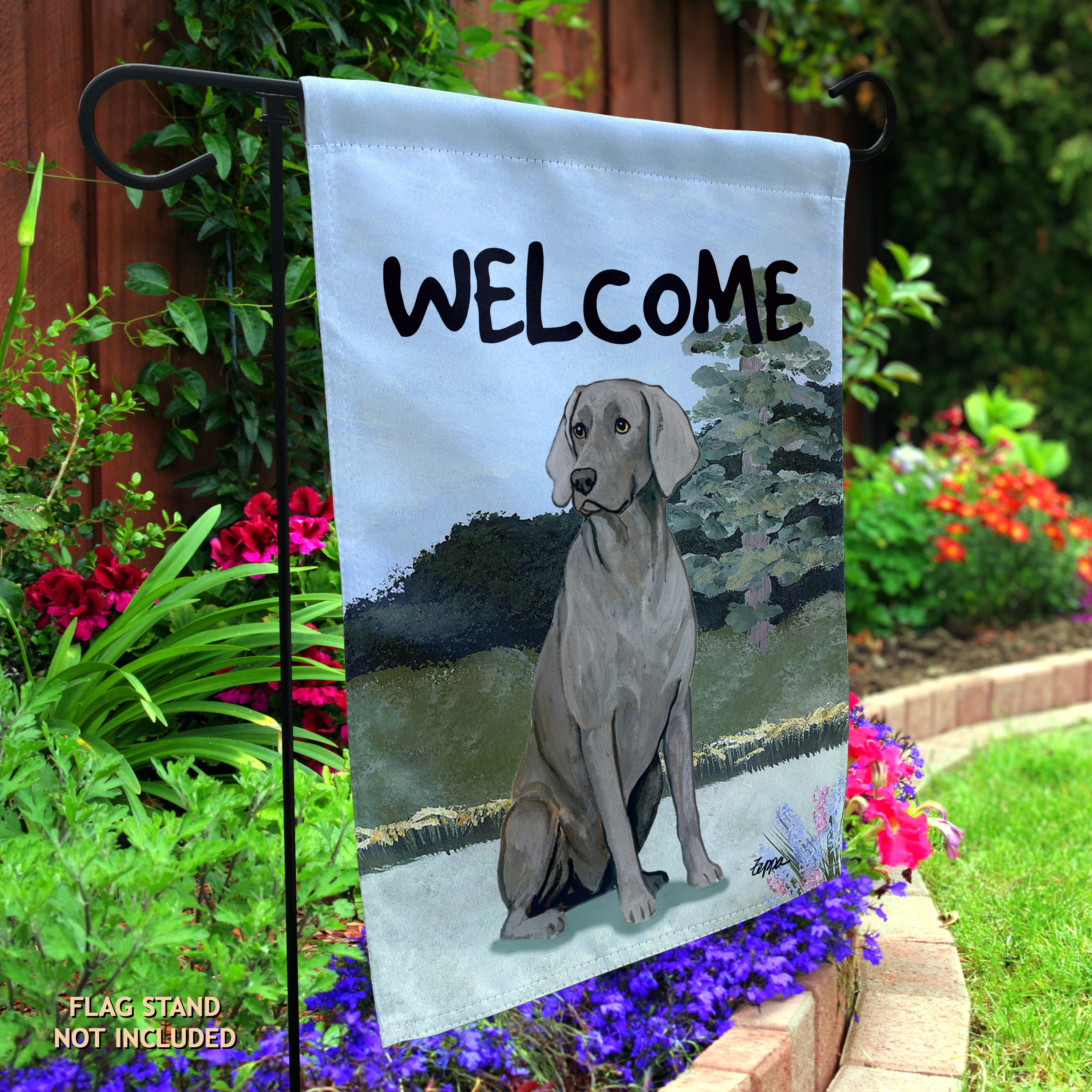 Weimaraner Sitting Garden Flag
