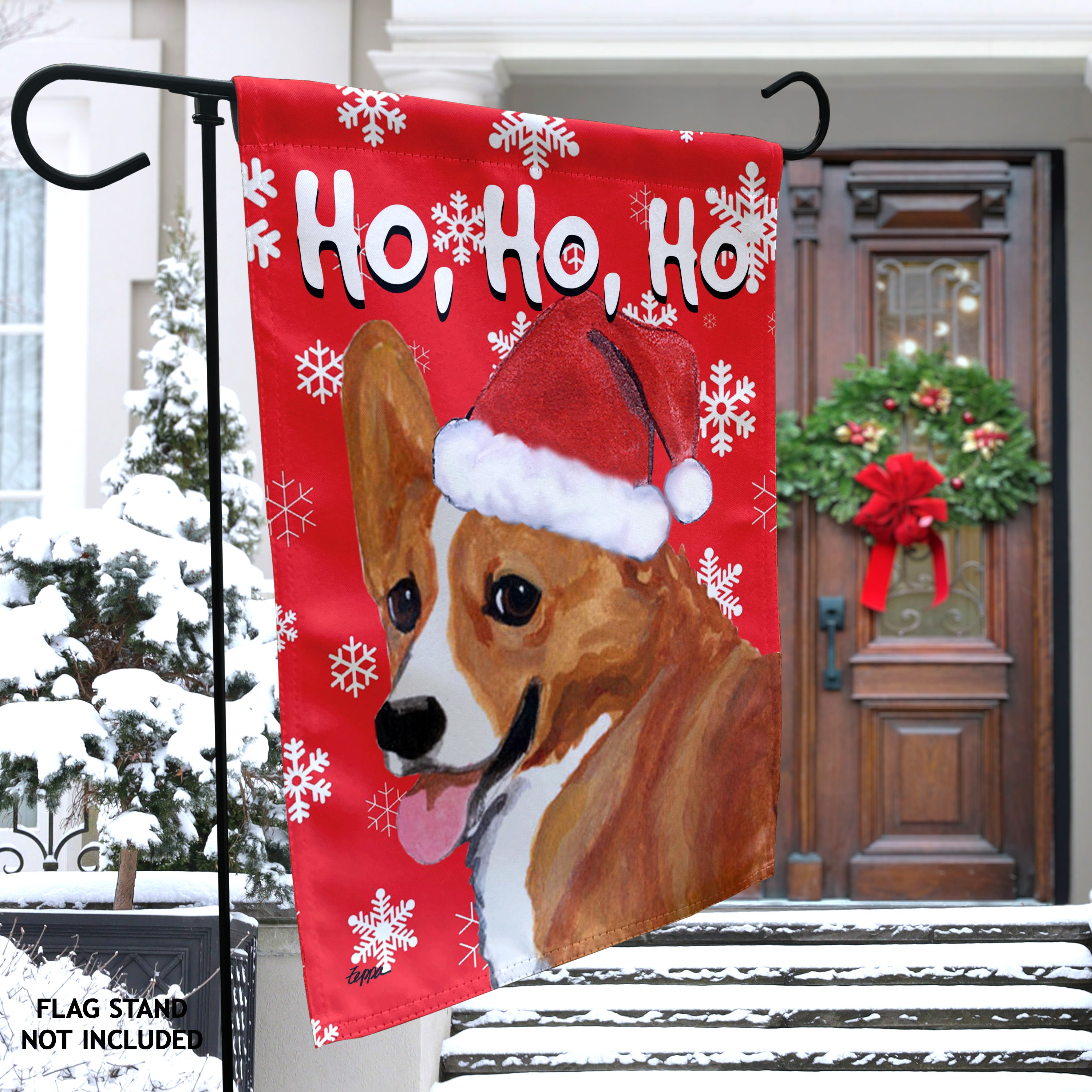 Welsh Corgi Pembroke Christmas Garden Flag