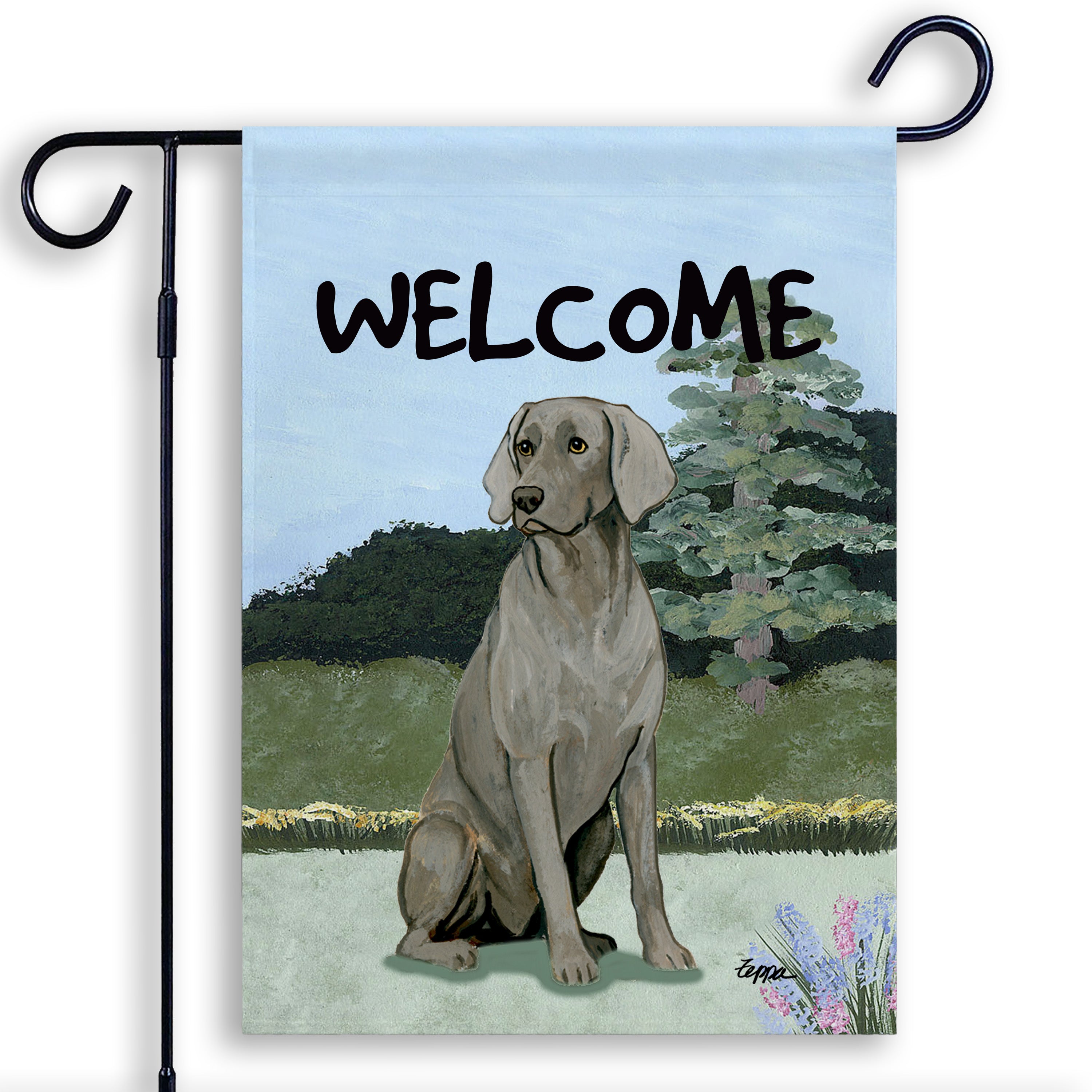 Weimaraner Sitting Garden Flag