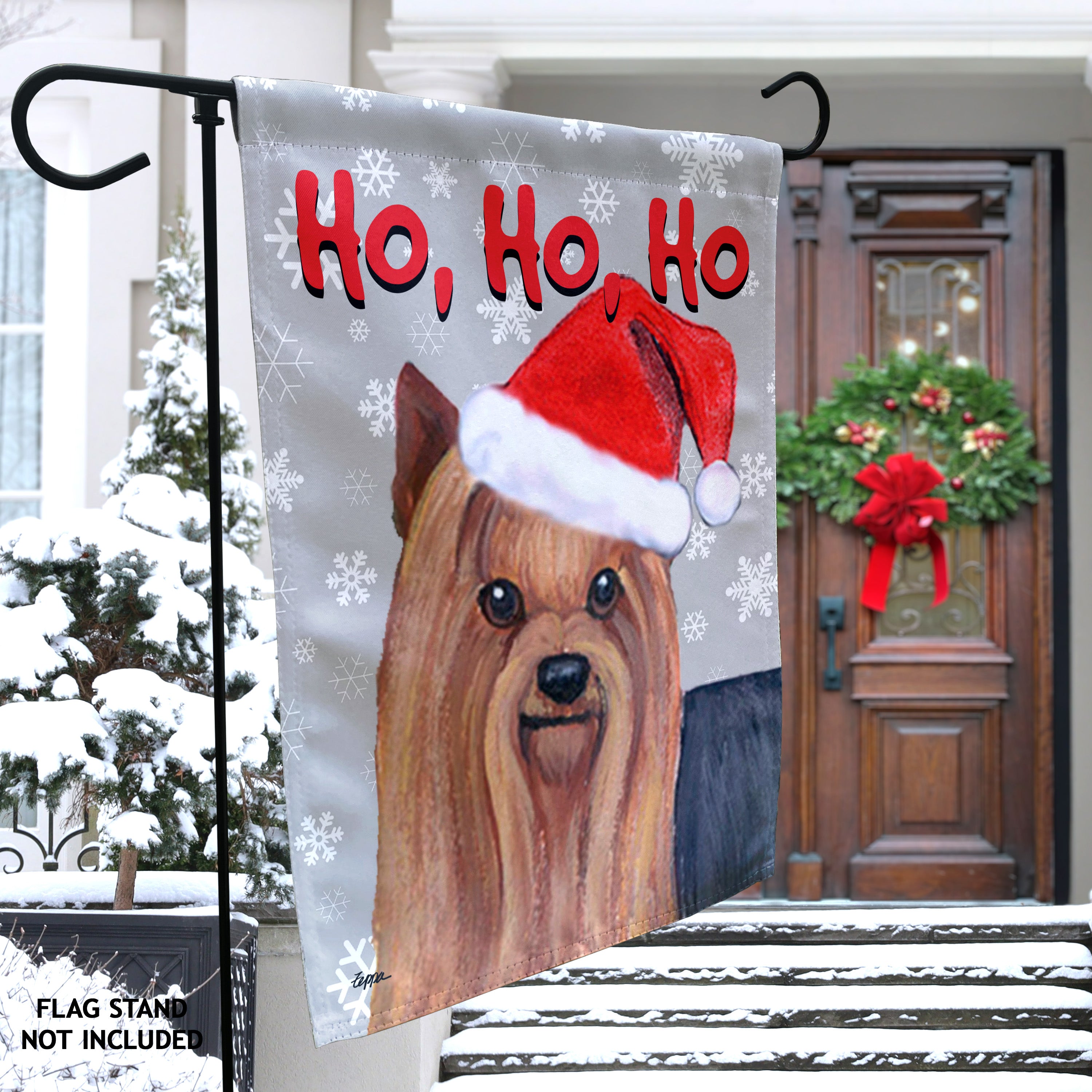 Yorkshire Terrier Christmas Garden Flag