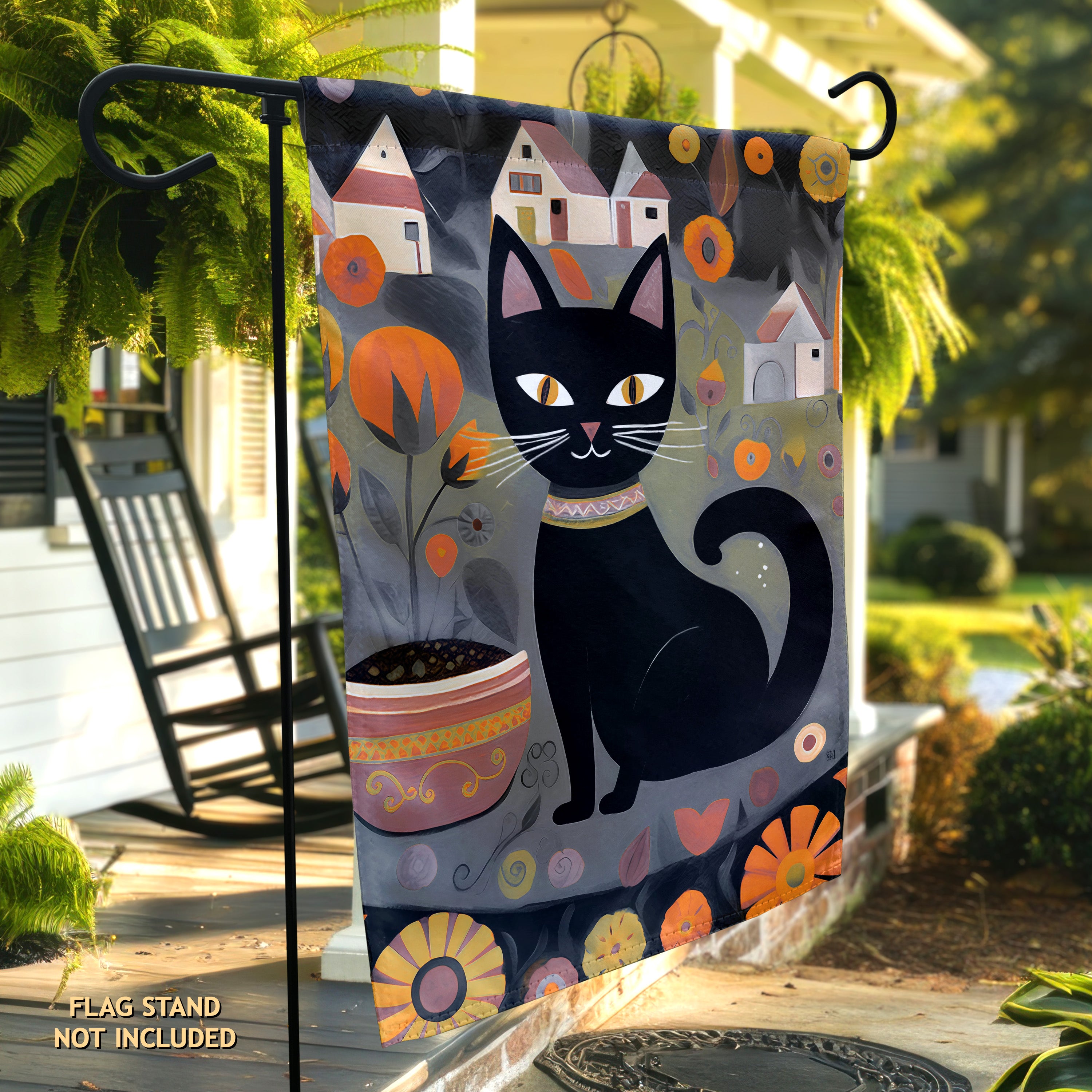 Black Cat Garden Garden Flag