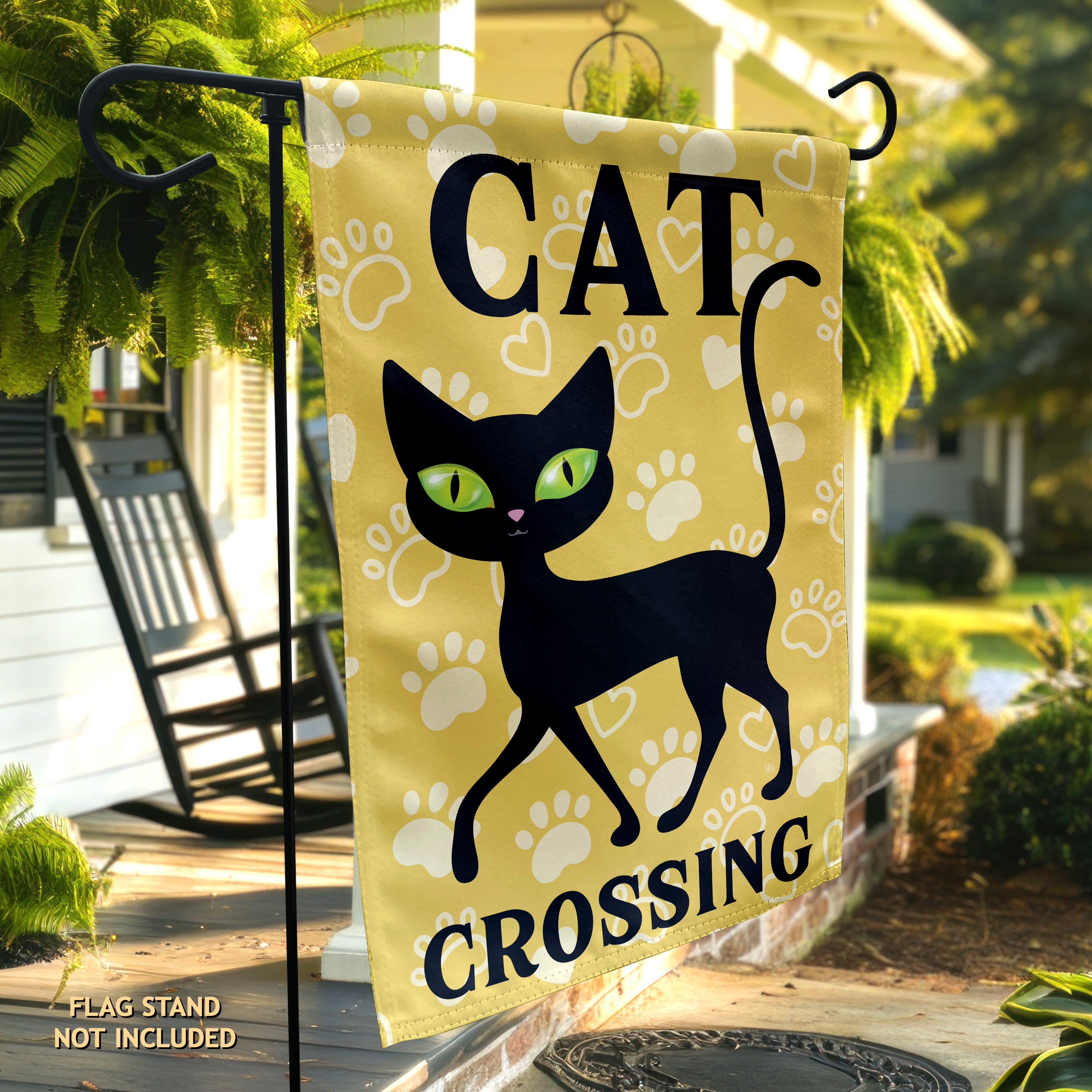 Cat Crossing Garden Flag
