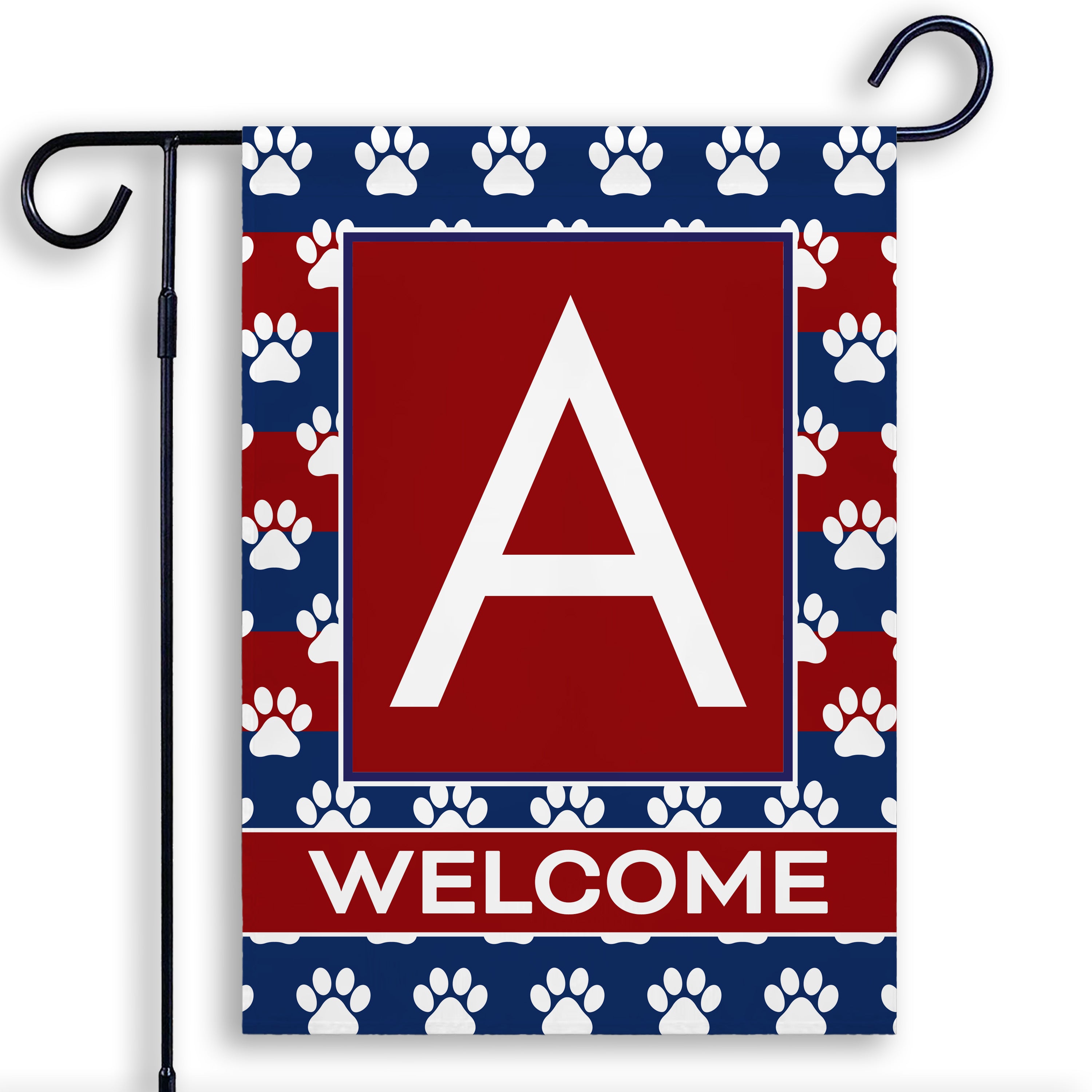 Patriotic, Paws Stripes, Monogram, Garden Flag