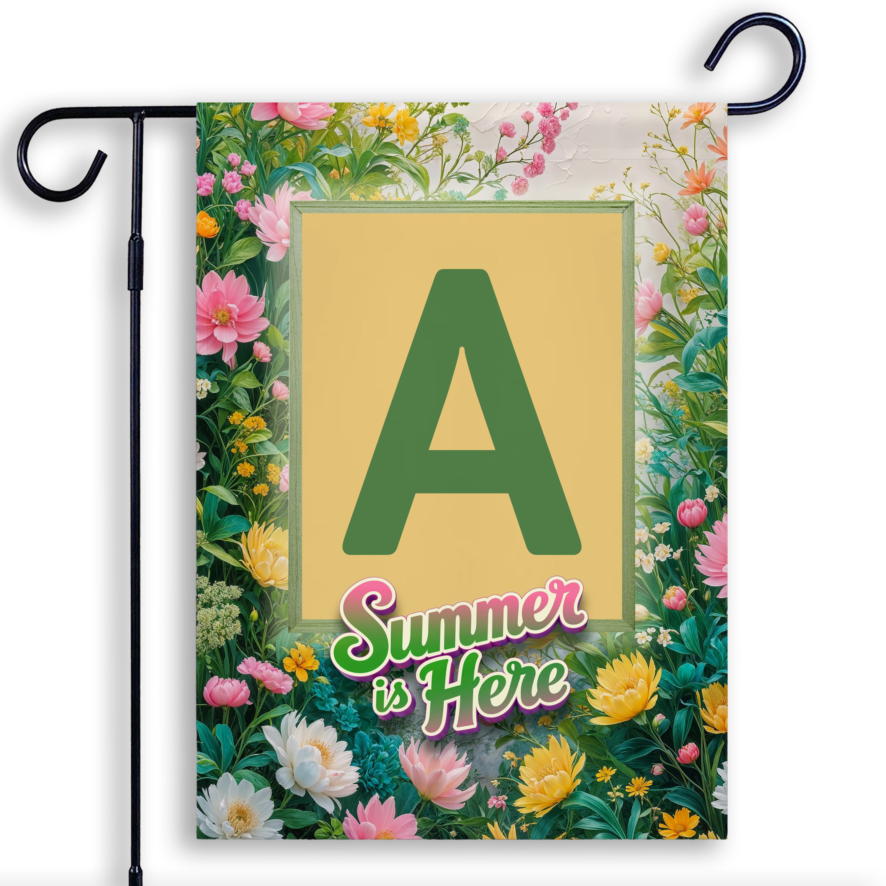 Summer, Summer is Here,  Monogram, Garden Flag
