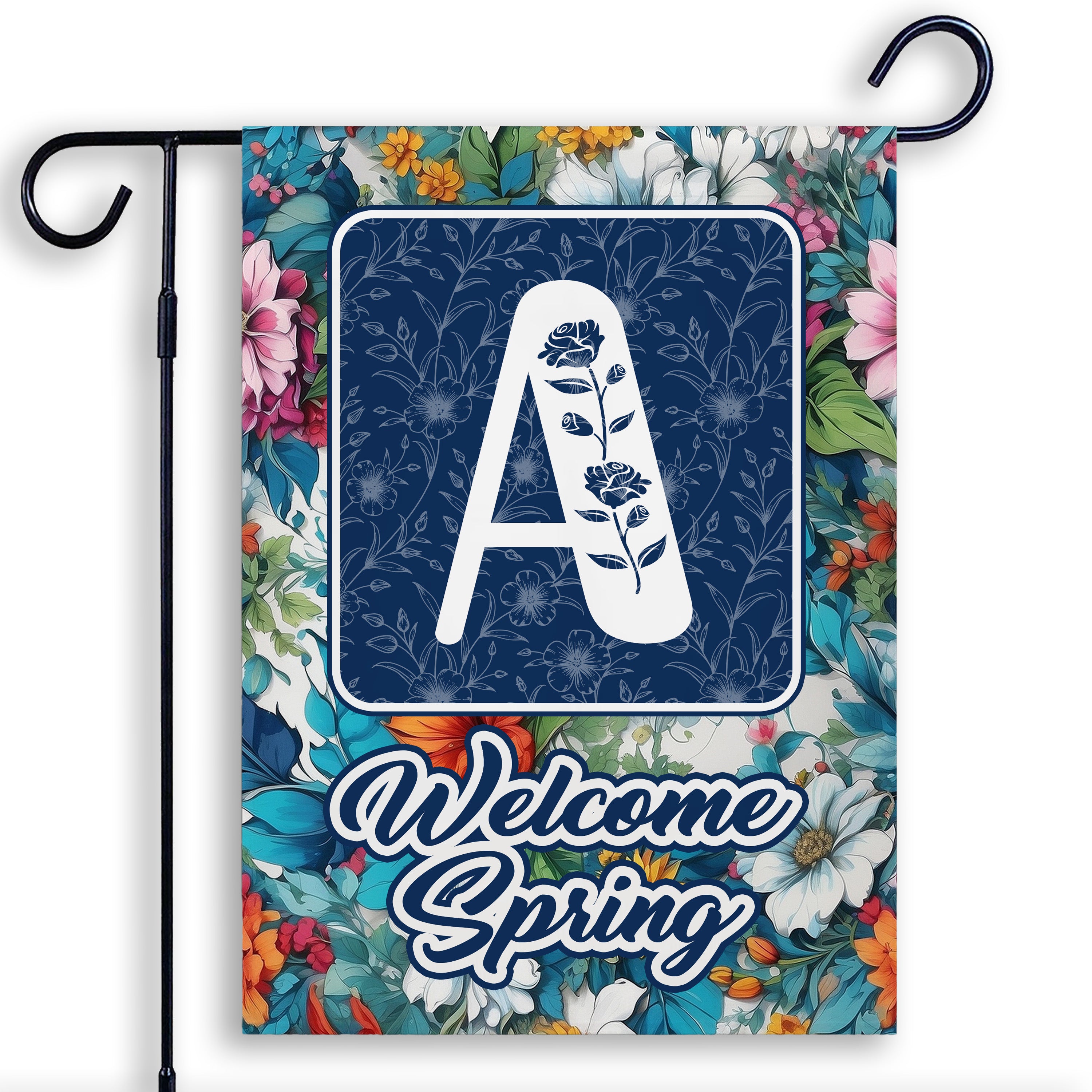 Spring, Welcome Spring,  Monogram, Garden Flag