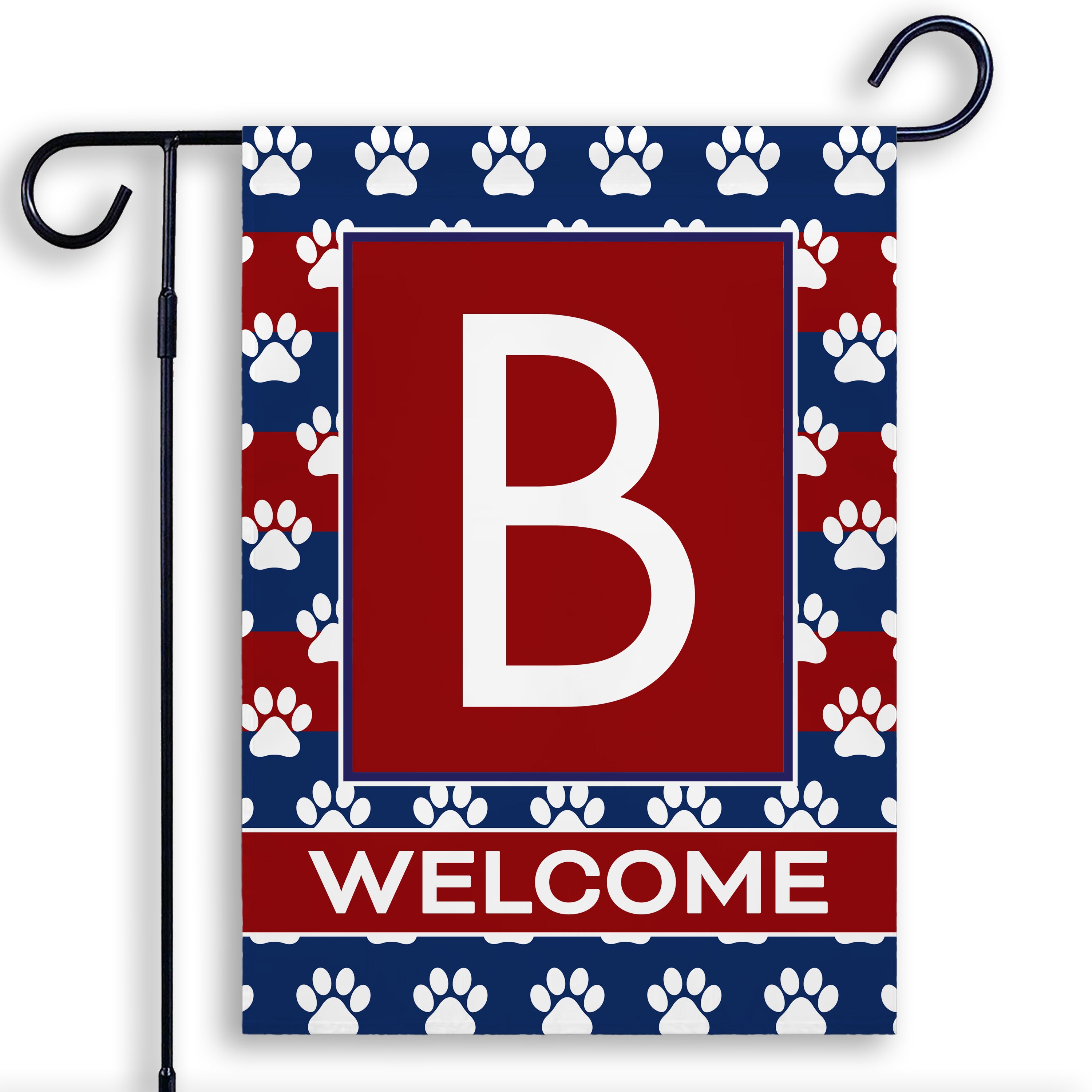 Patriotic, Paws Stripes, Monogram, Garden Flag
