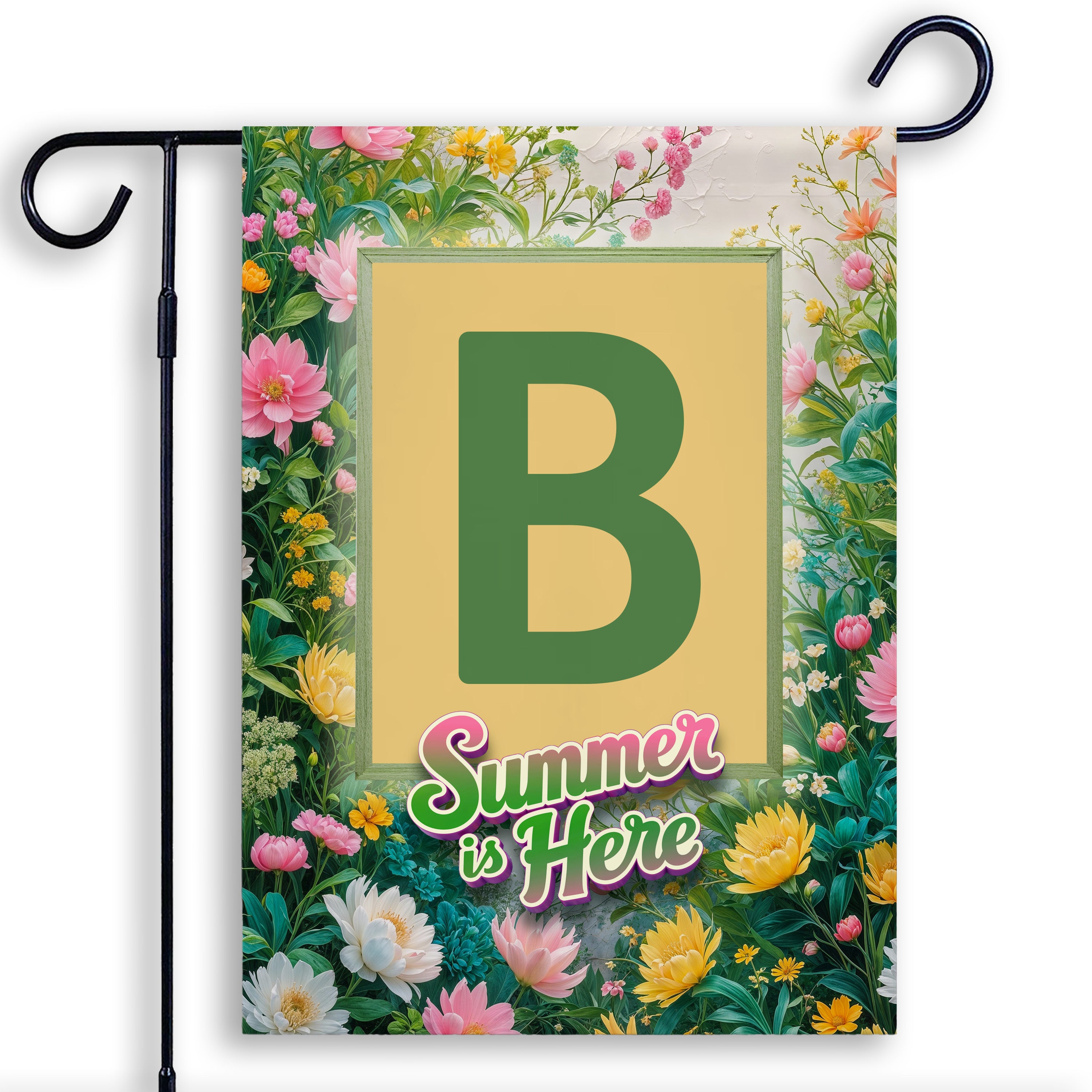 Summer, Summer is Here,  Monogram, Garden Flag