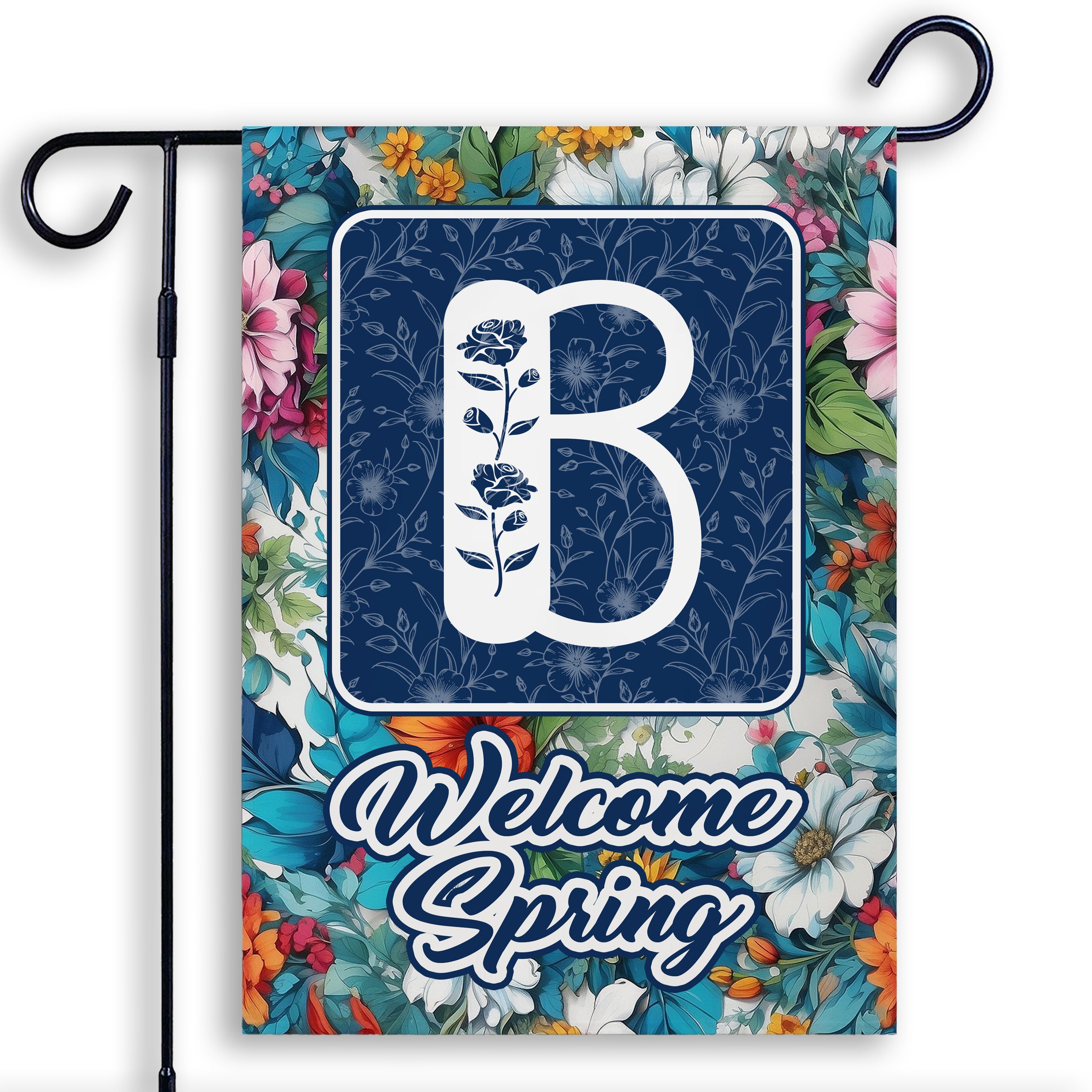 Spring, Welcome Spring,  Monogram, Garden Flag