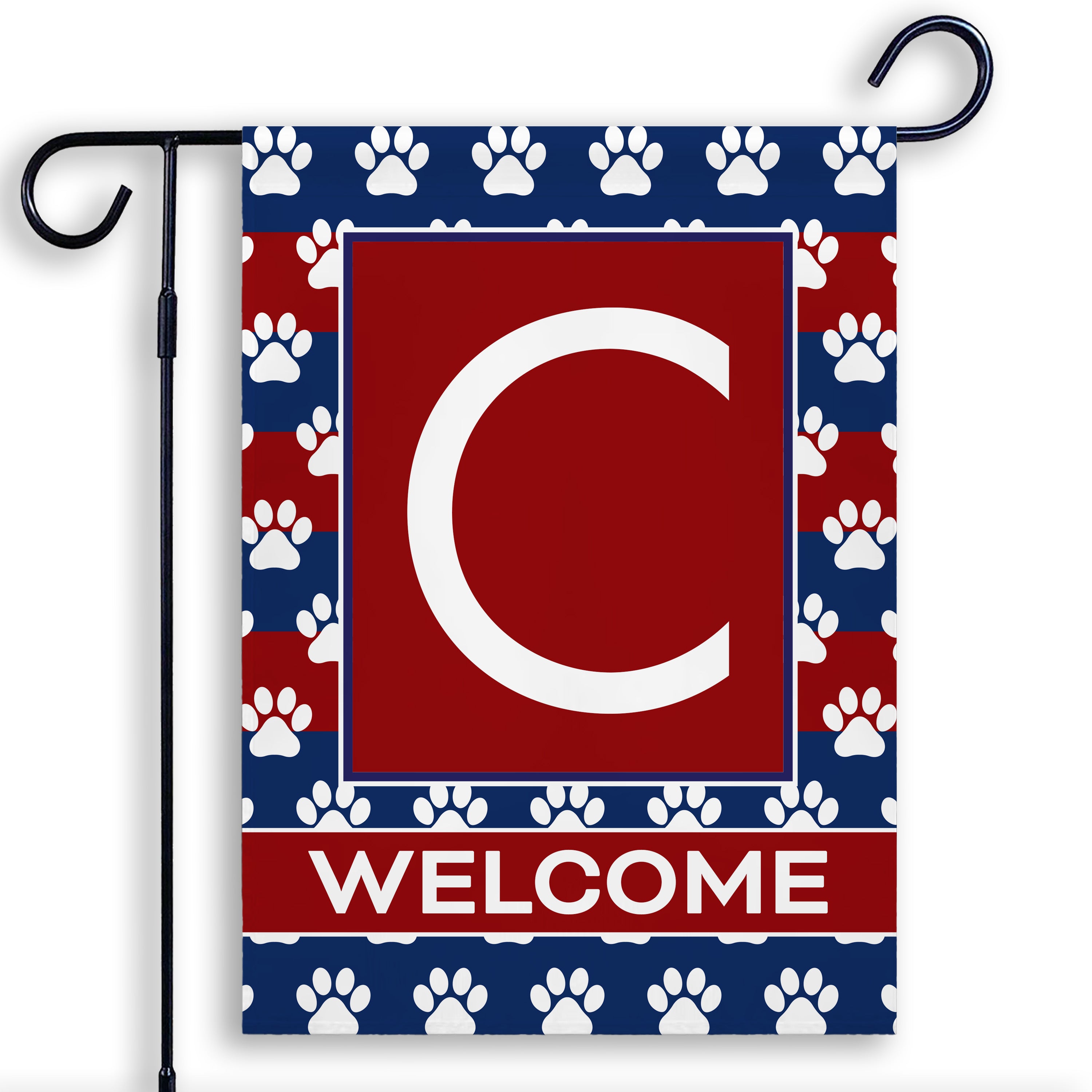 Patriotic, Paws Stripes, Monogram, Garden Flag