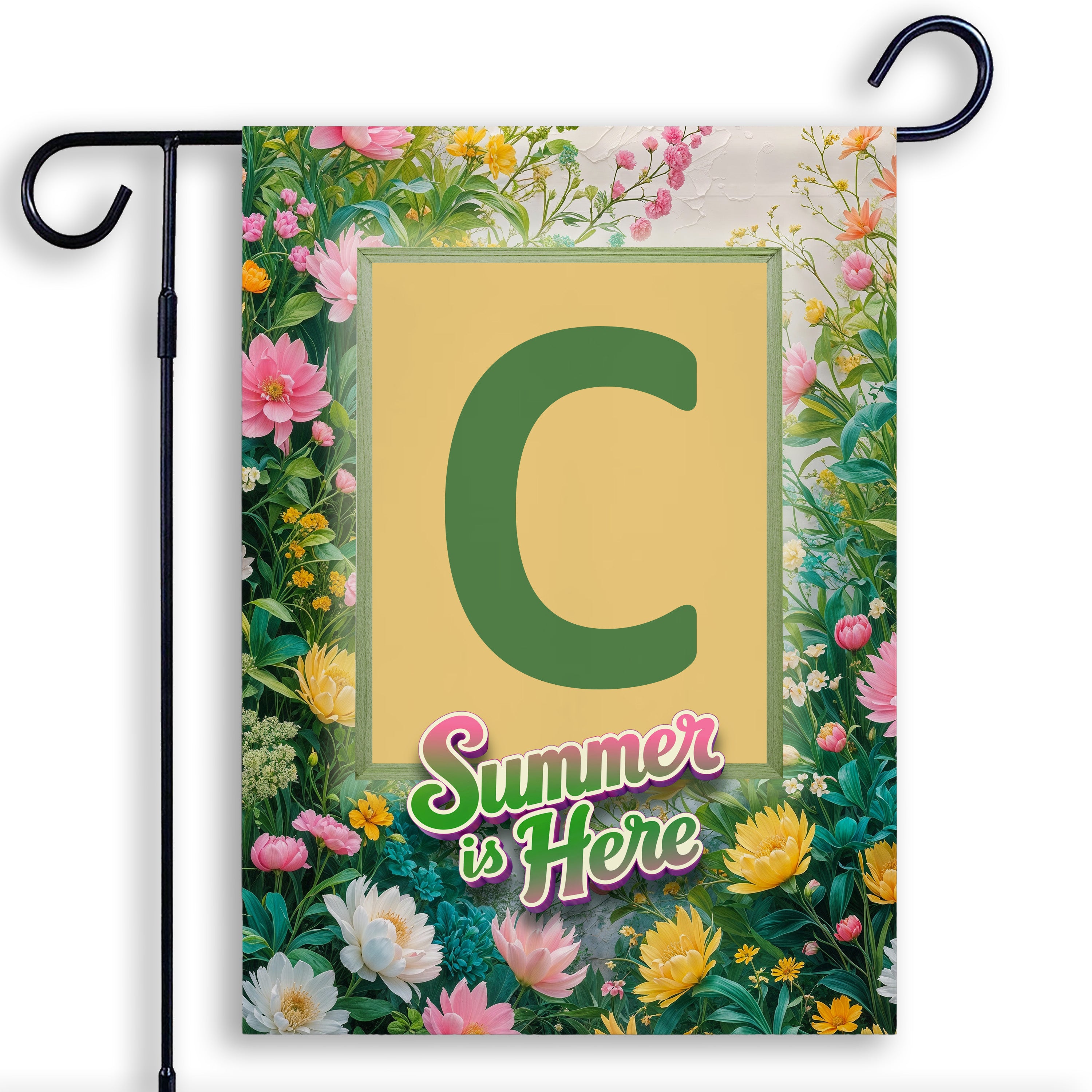 Summer, Summer is Here,  Monogram, Garden Flag