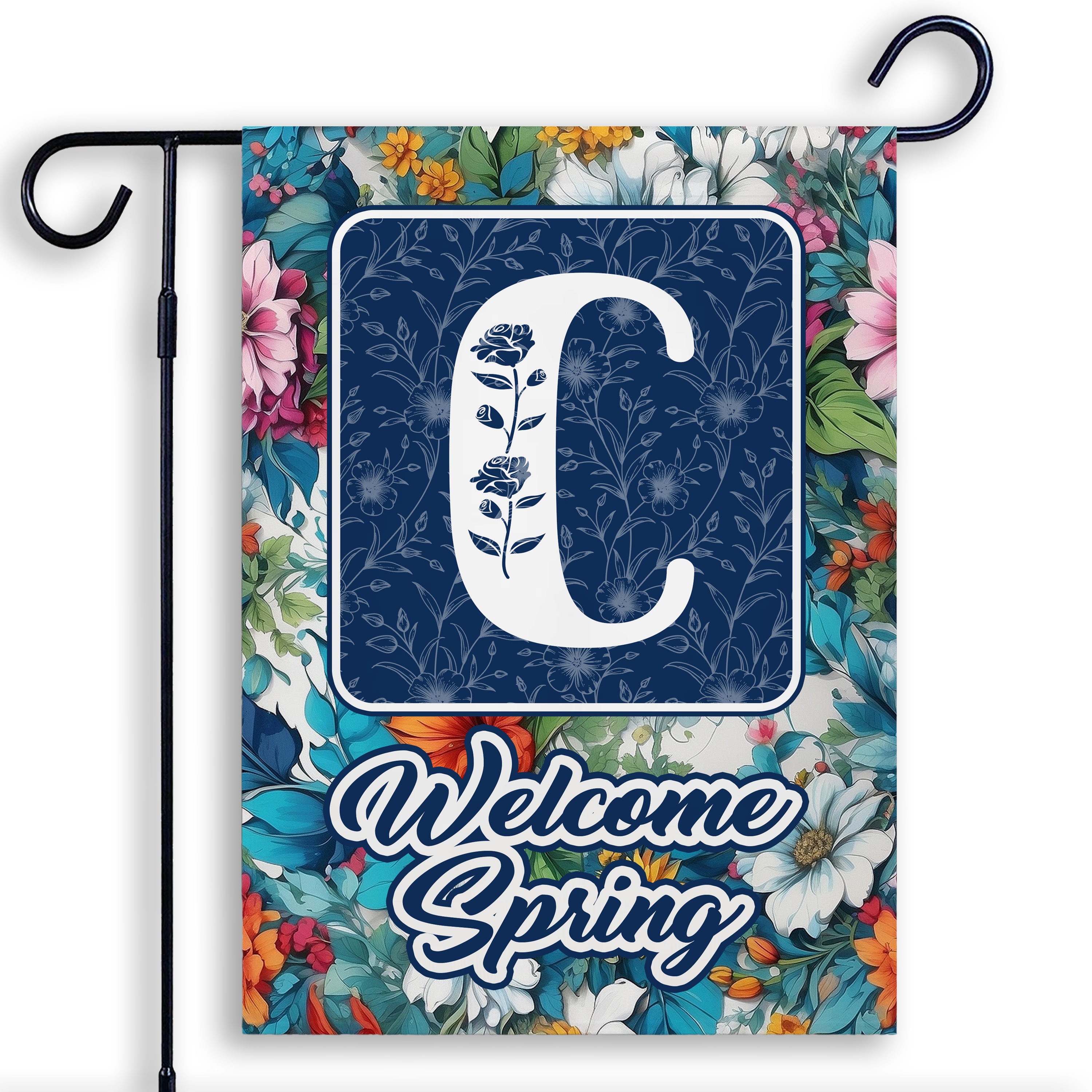 Spring, Welcome Spring,  Monogram, Garden Flag