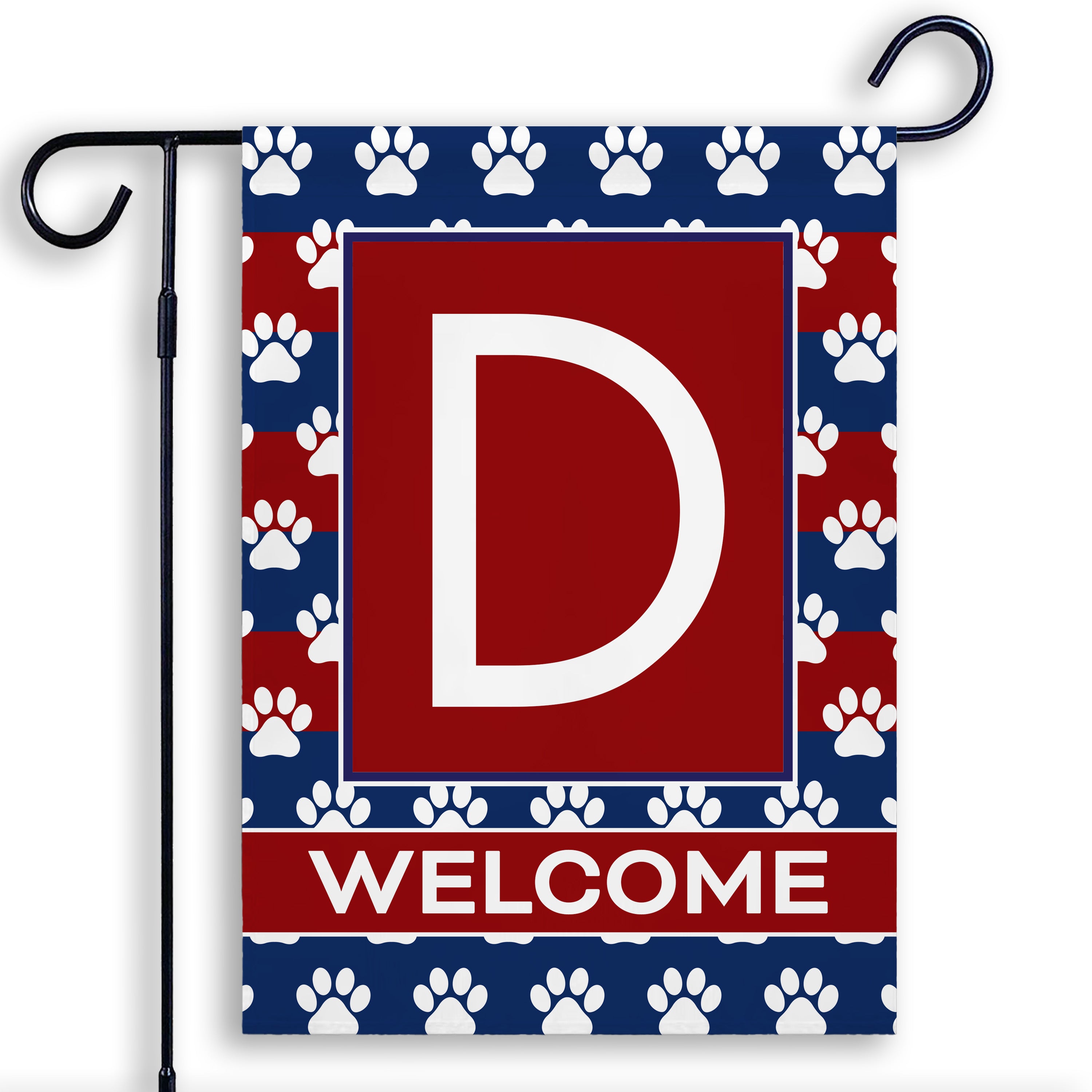 Patriotic, Paws Stripes, Monogram, Garden Flag