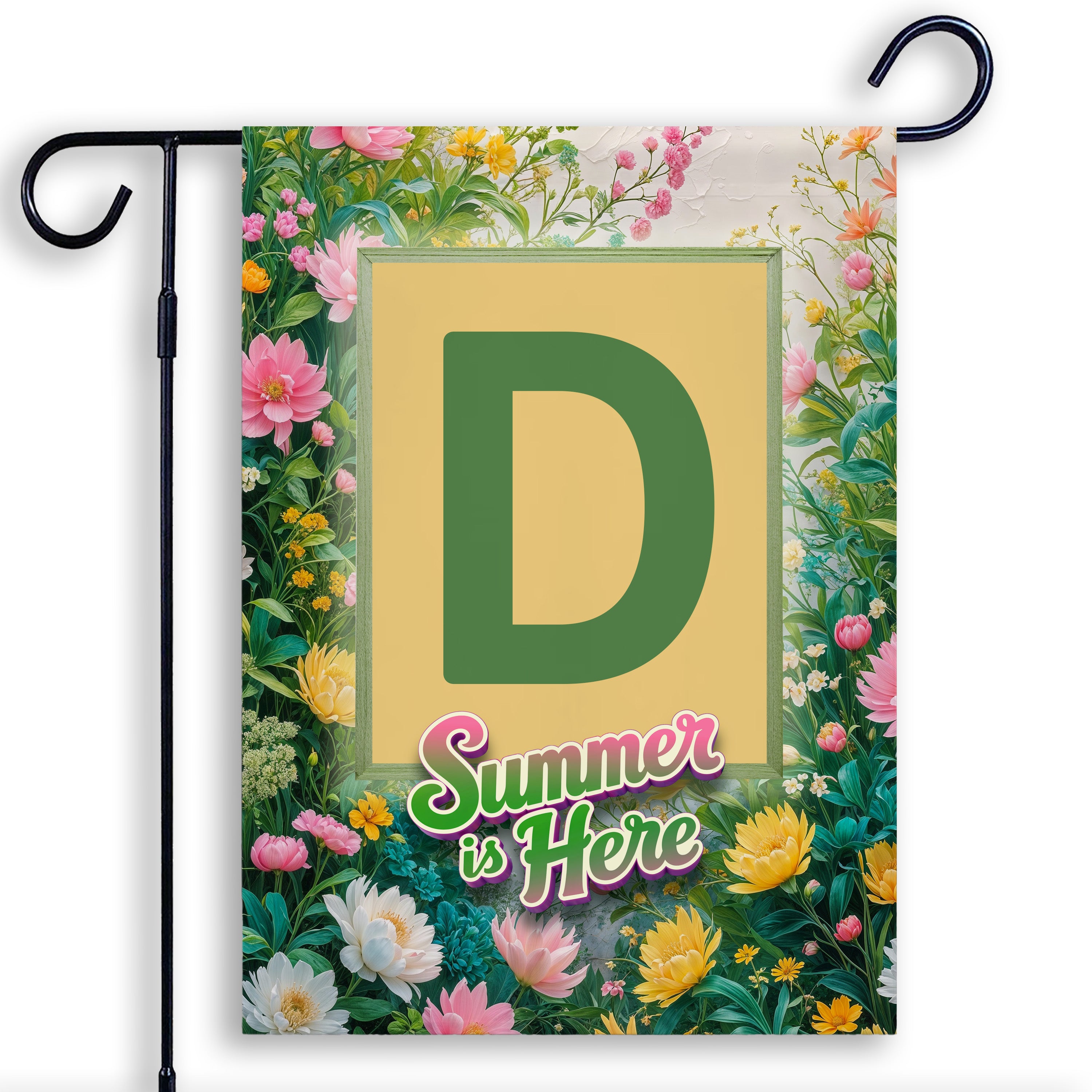 Summer, Summer is Here,  Monogram, Garden Flag