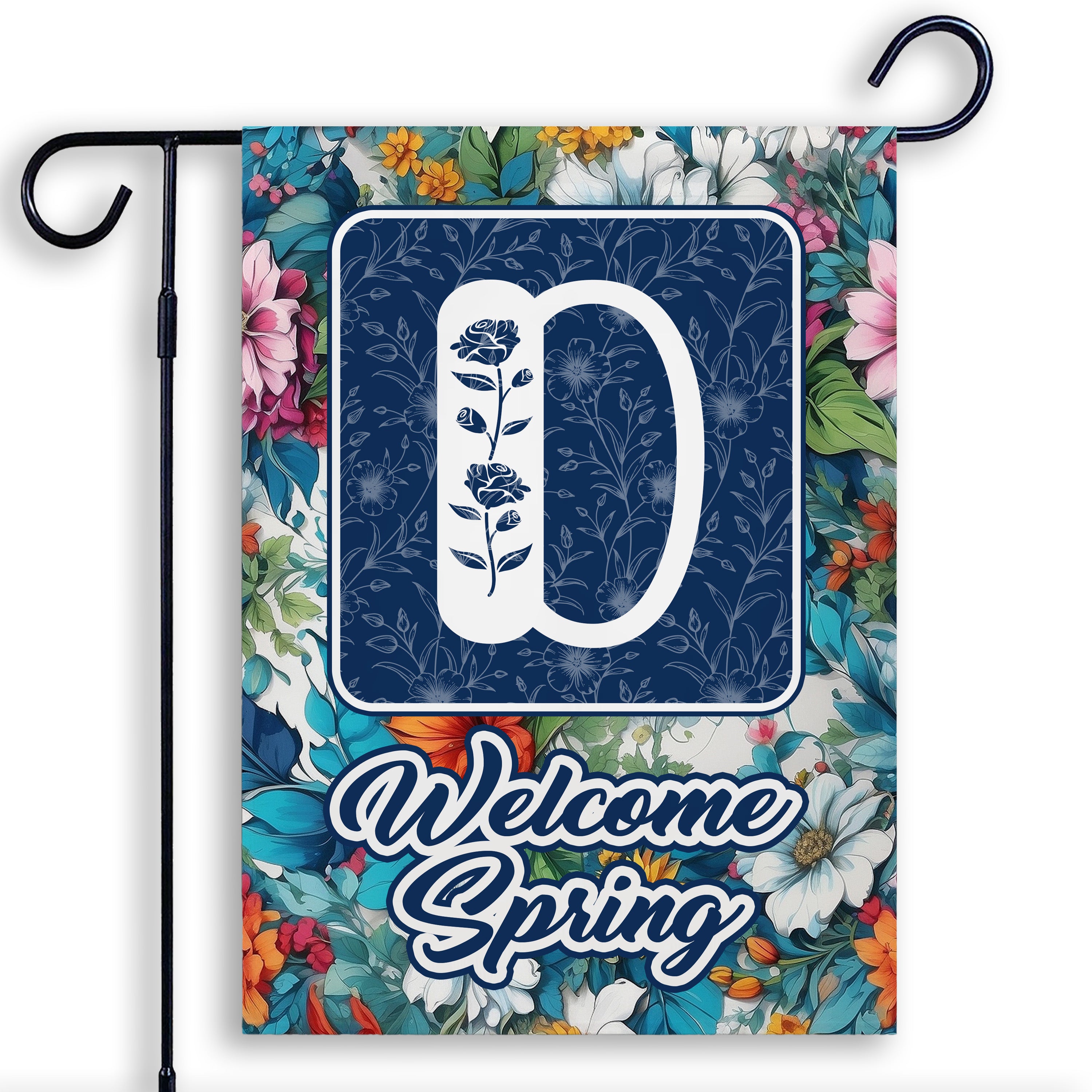 Spring, Welcome Spring,  Monogram, Garden Flag