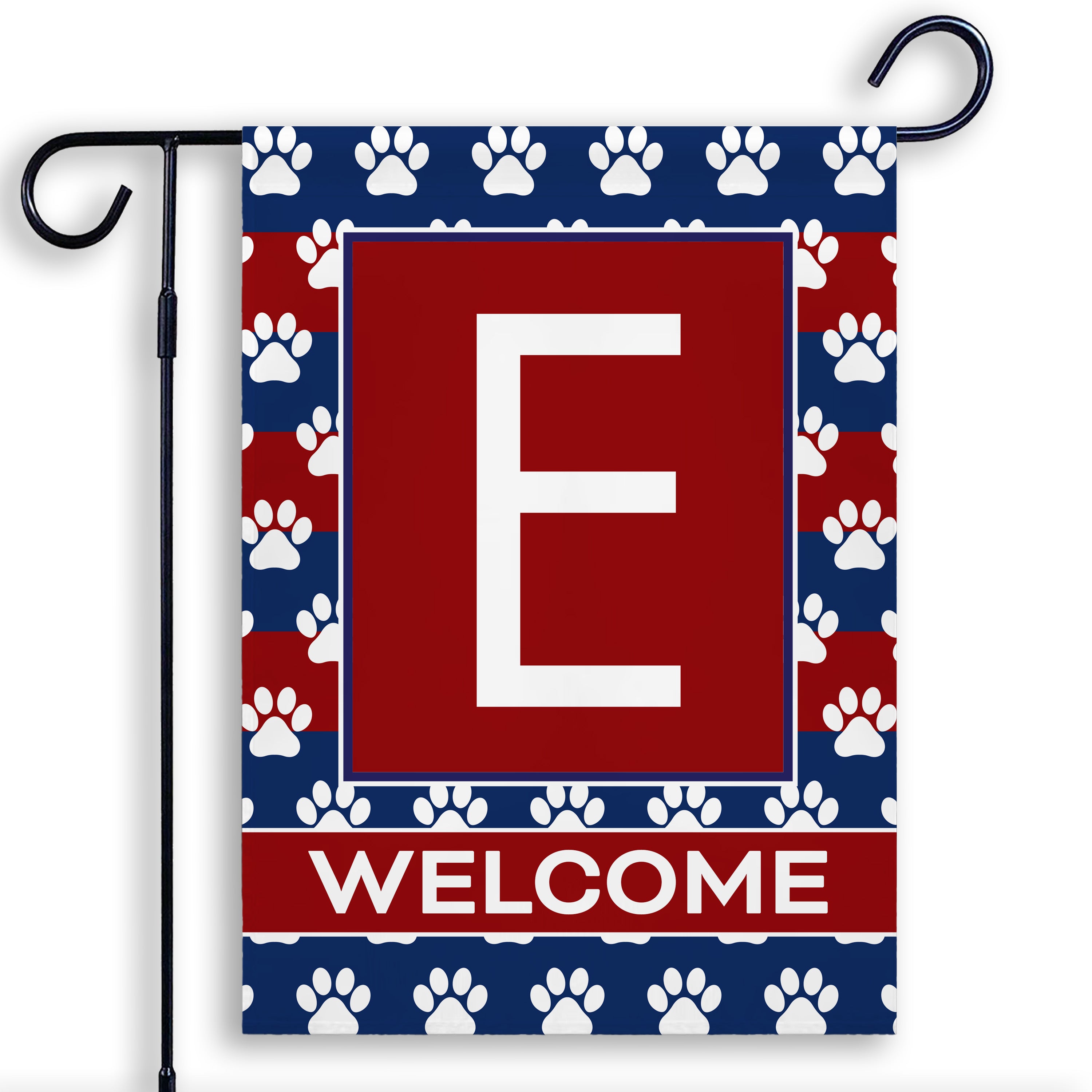 Patriotic, Paws Stripes, Monogram, Garden Flag
