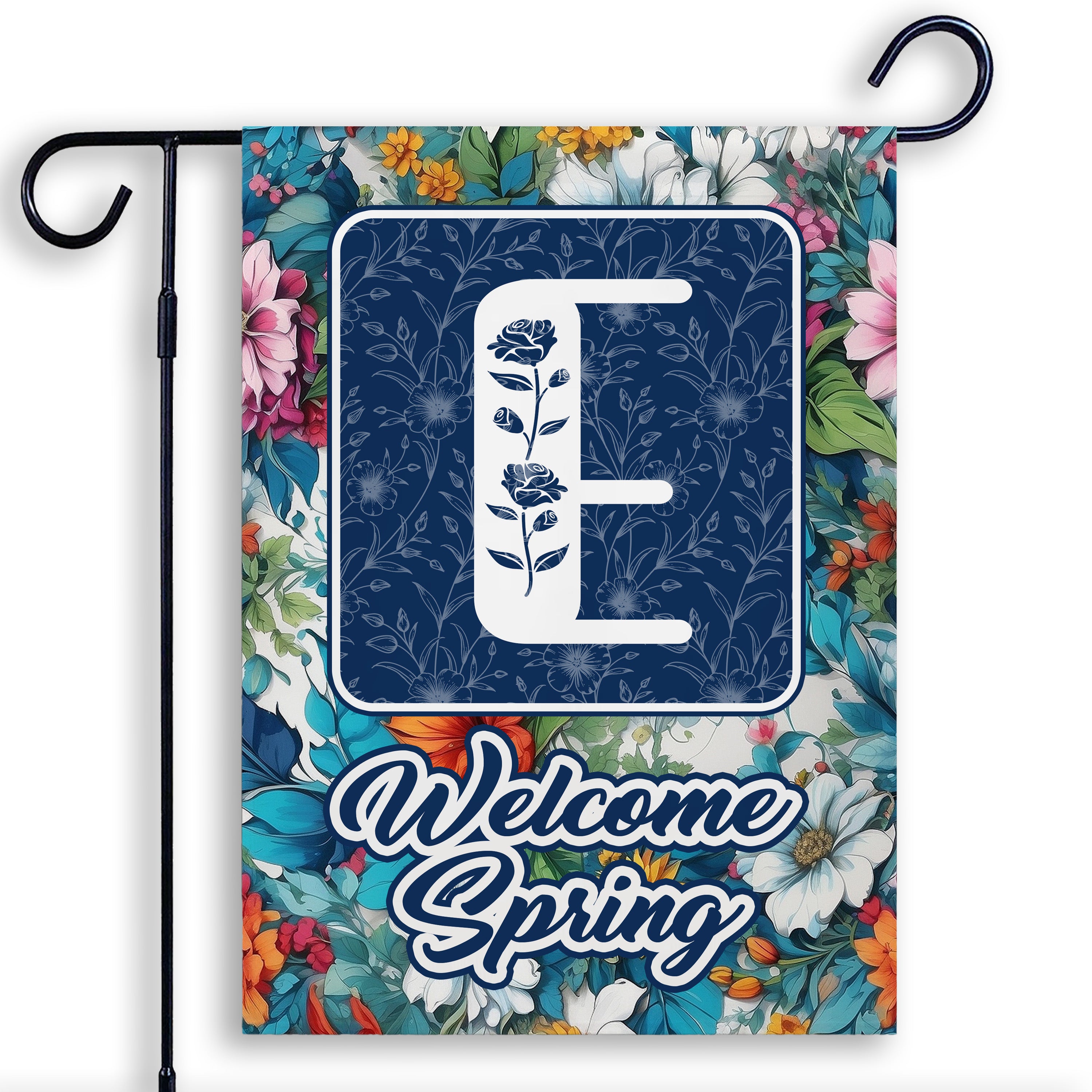 Spring, Welcome Spring,  Monogram, Garden Flag