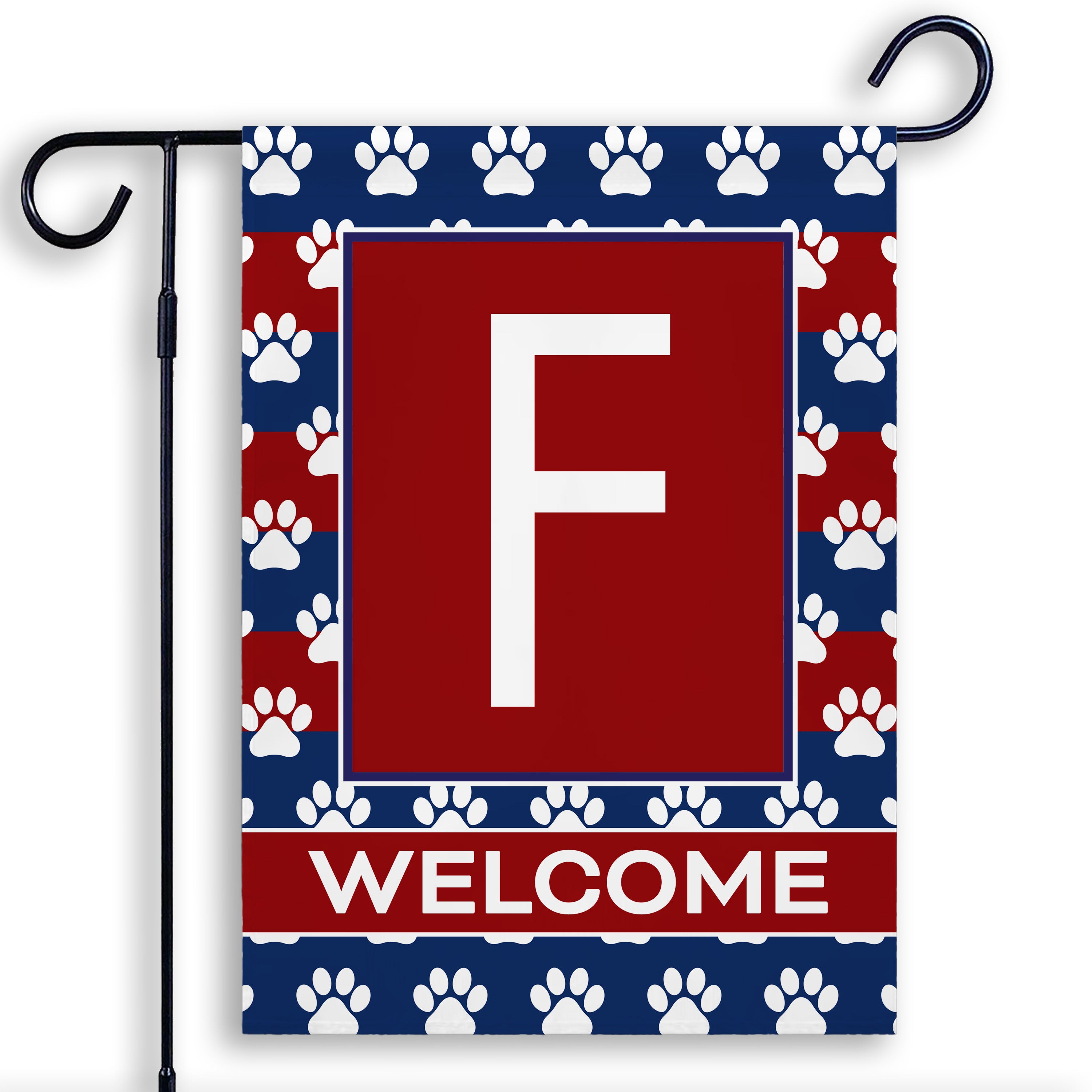 Patriotic, Paws Stripes, Monogram, Garden Flag