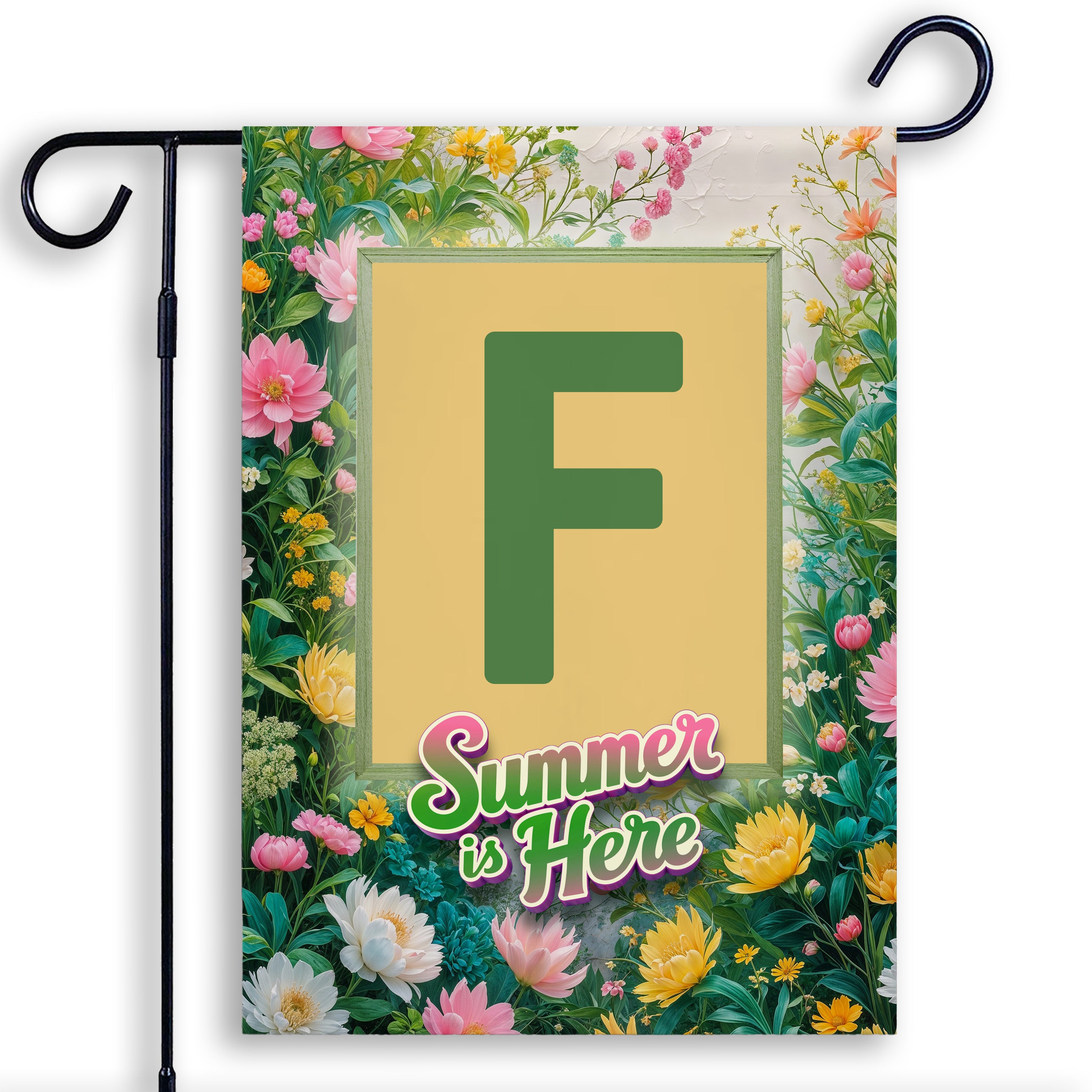 Summer, Summer is Here,  Monogram, Garden Flag