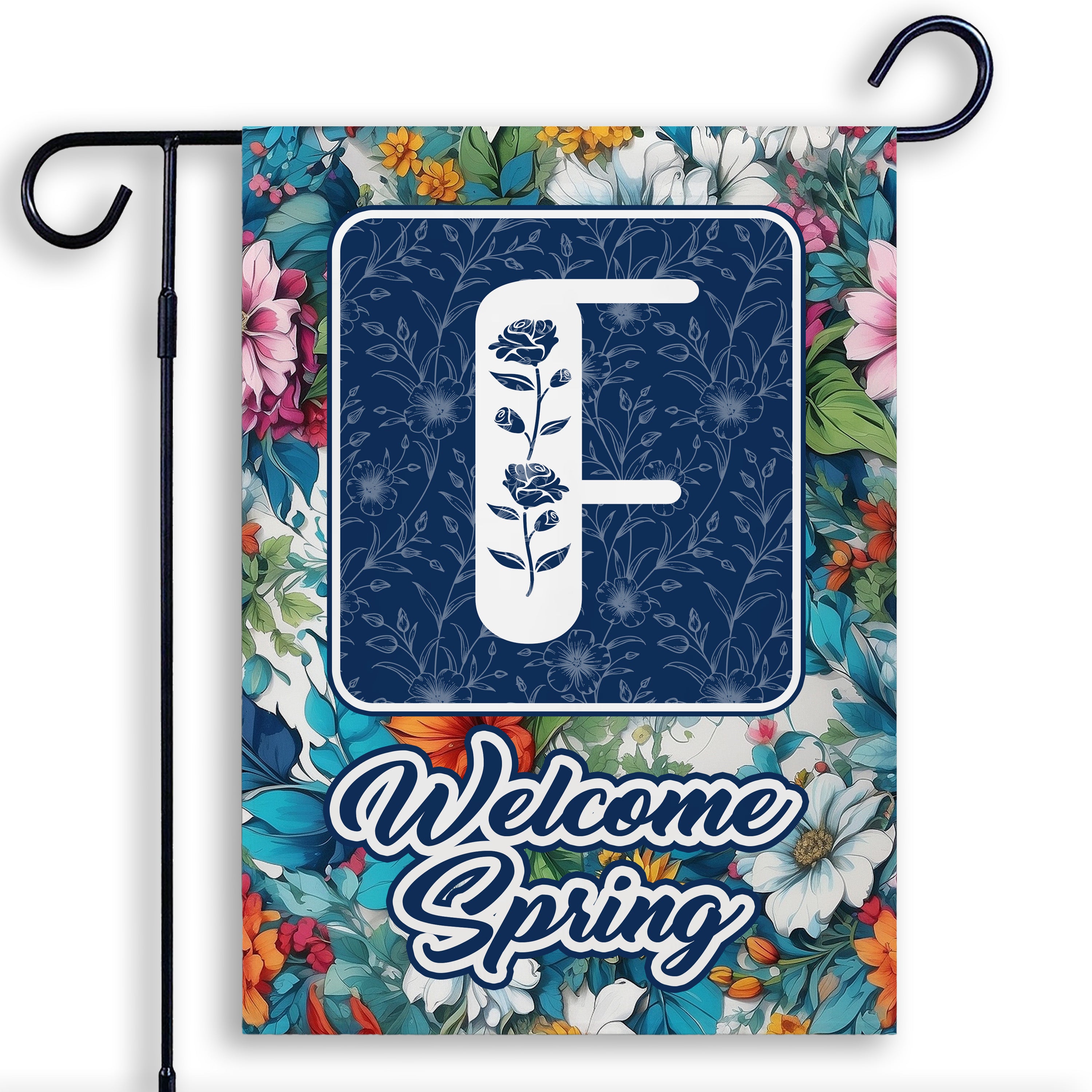 Spring, Welcome Spring,  Monogram, Garden Flag