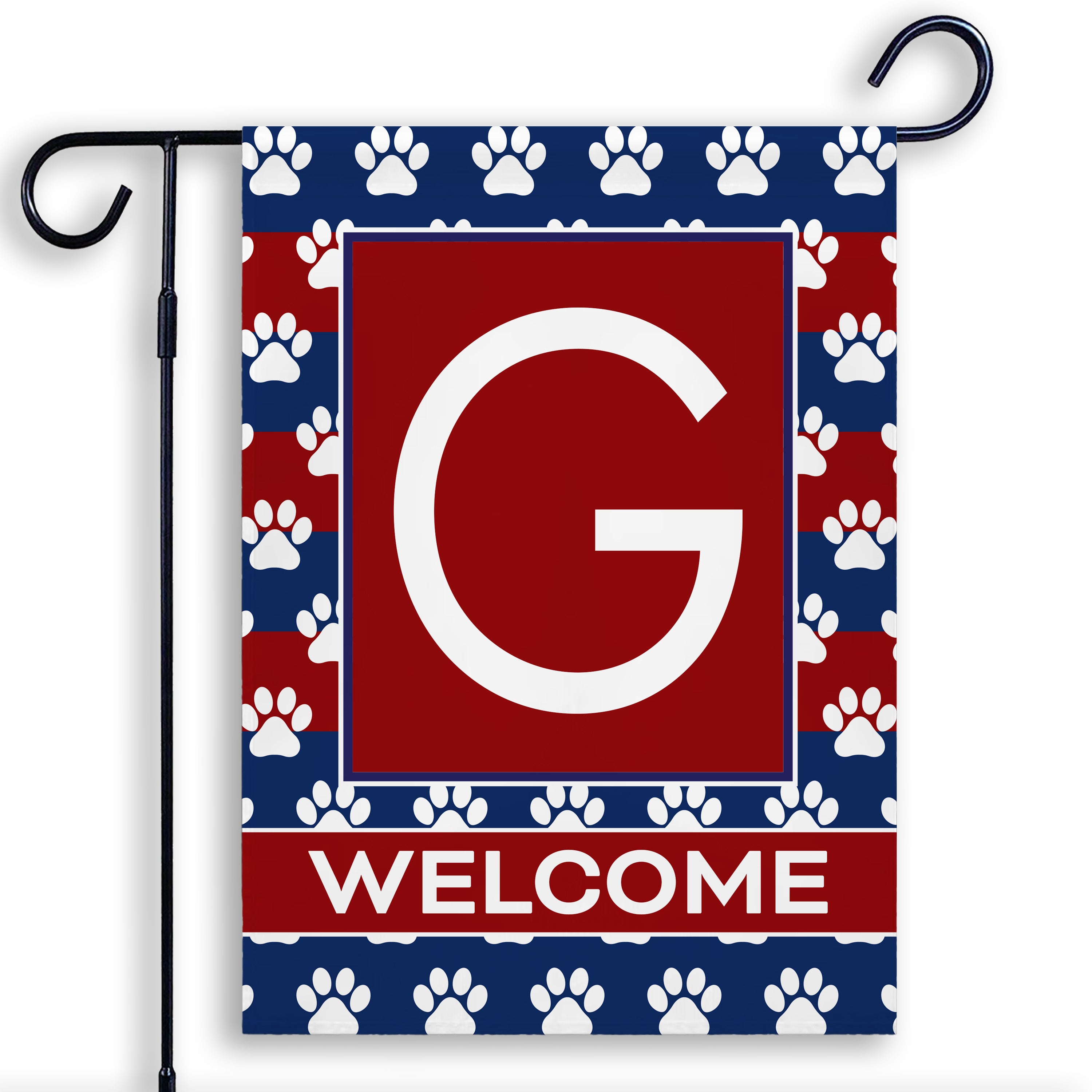 Patriotic, Paws Stripes, Monogram, Garden Flag