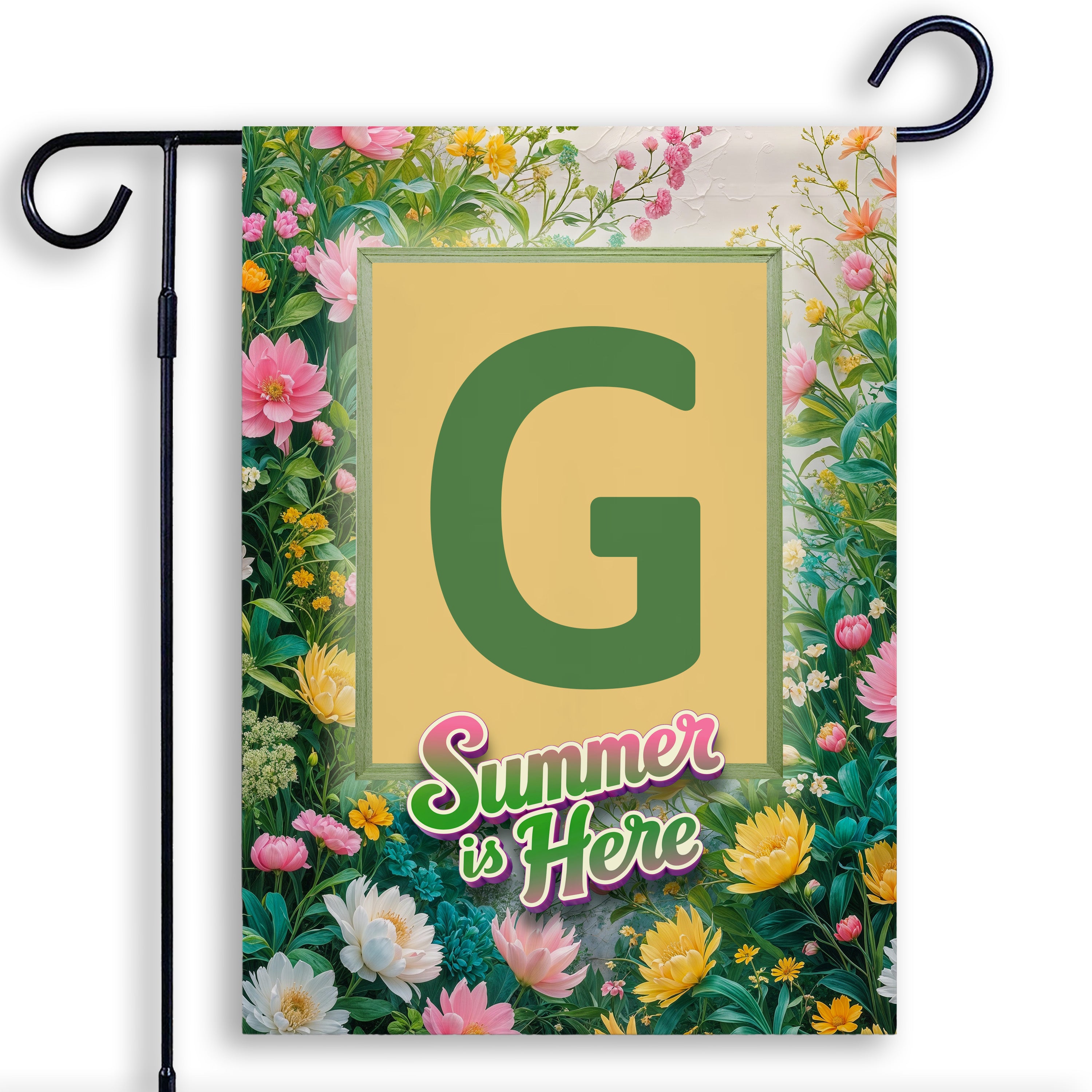 Summer, Summer is Here,  Monogram, Garden Flag