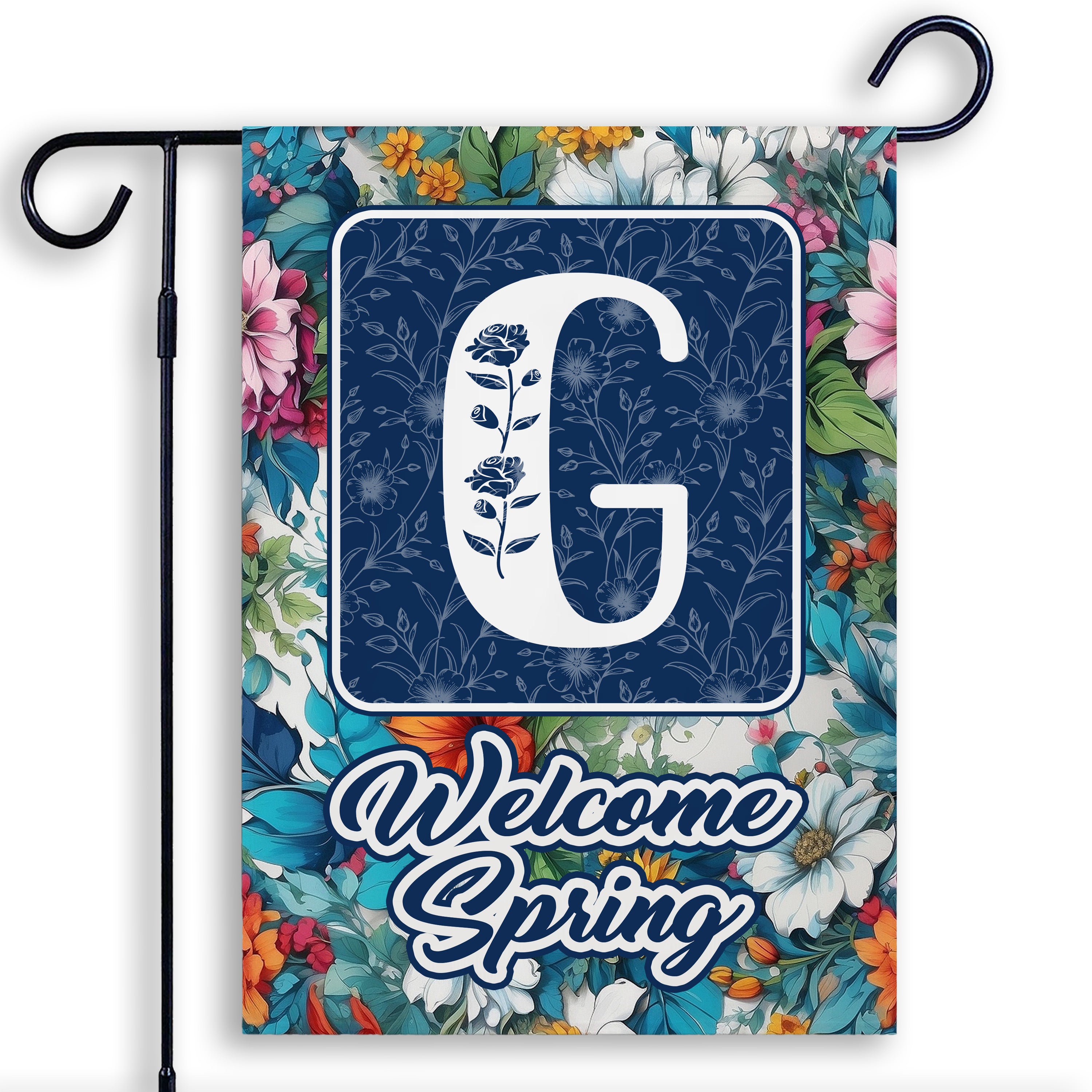 Spring, Welcome Spring,  Monogram, Garden Flag