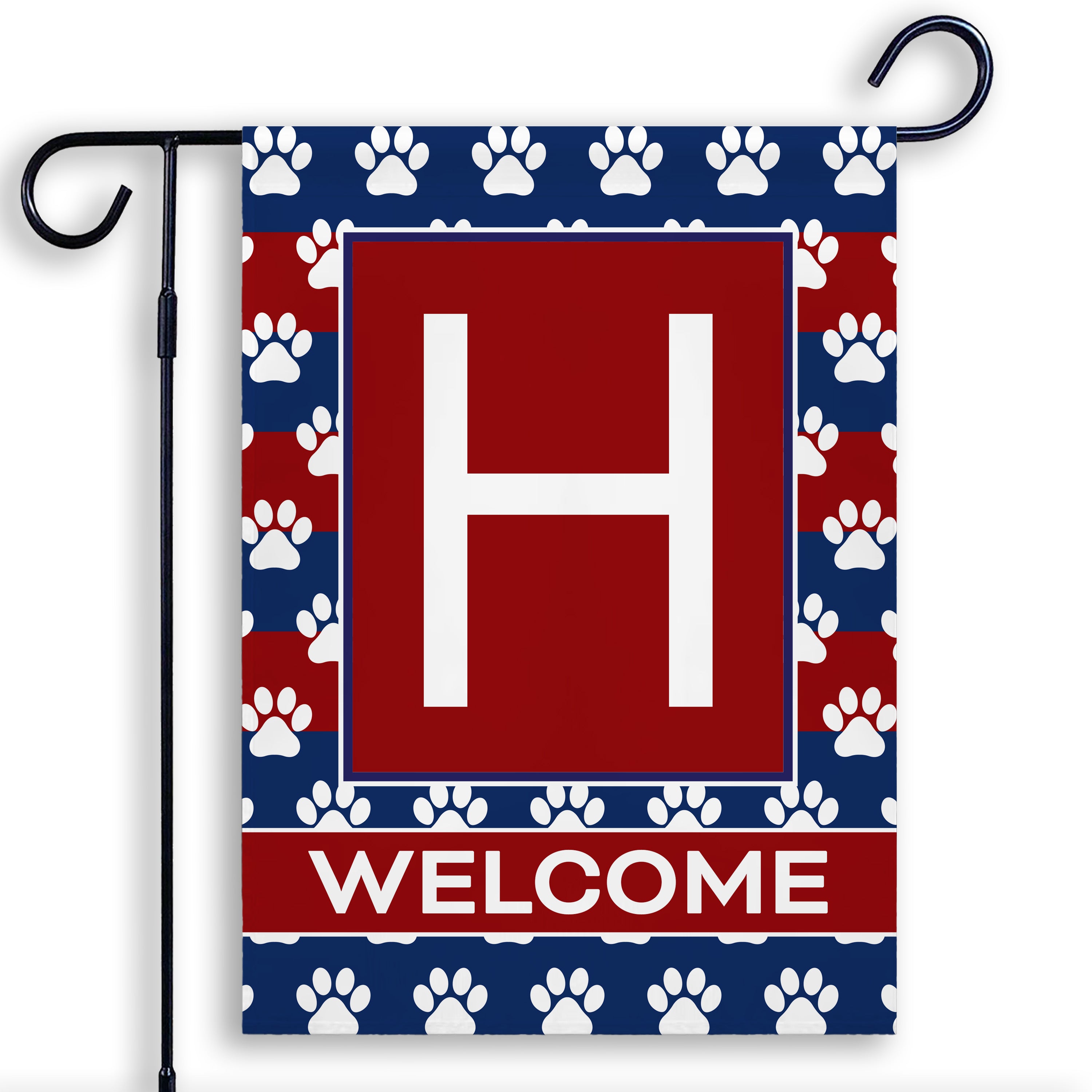 Patriotic, Paws Stripes, Monogram, Garden Flag