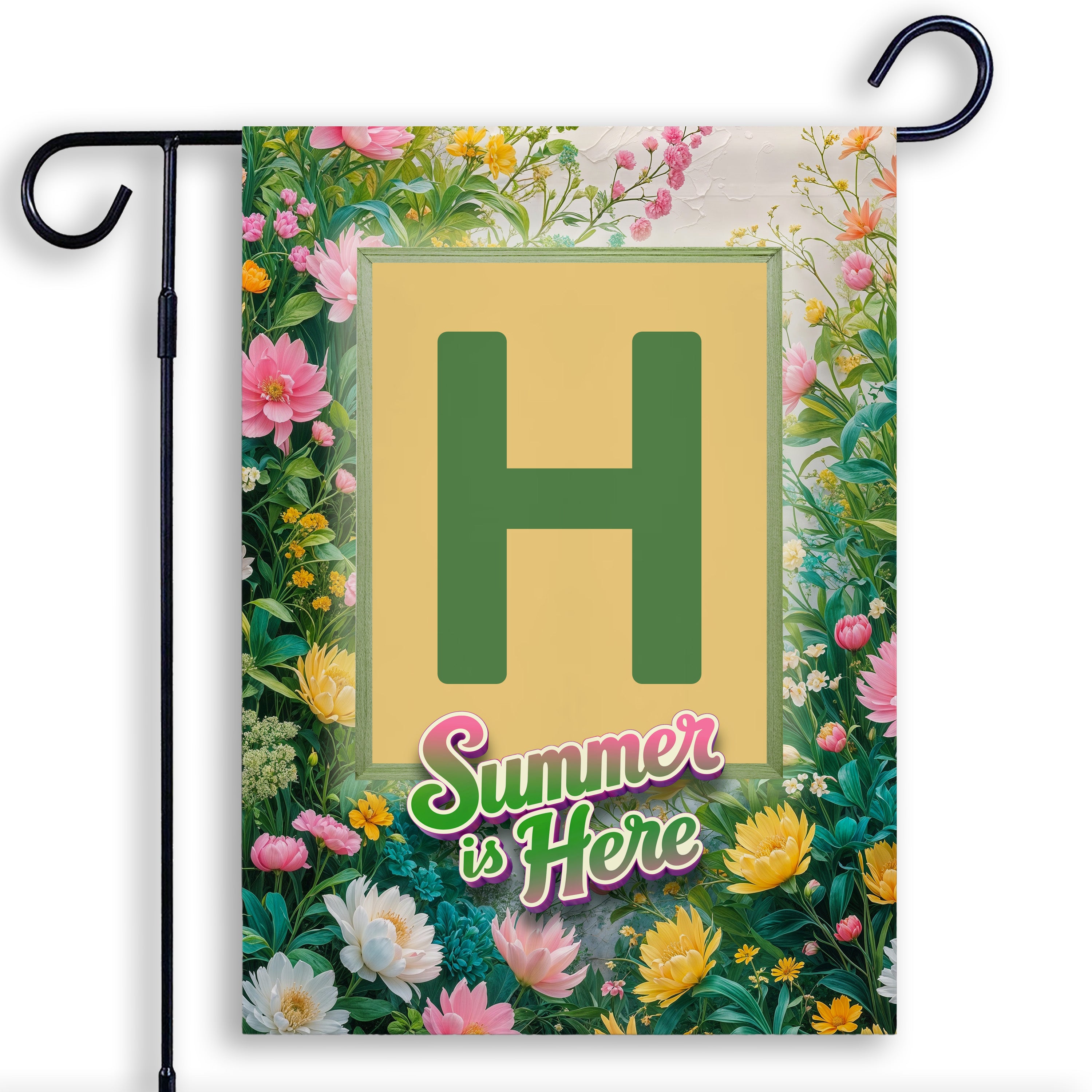 Summer, Summer is Here,  Monogram, Garden Flag