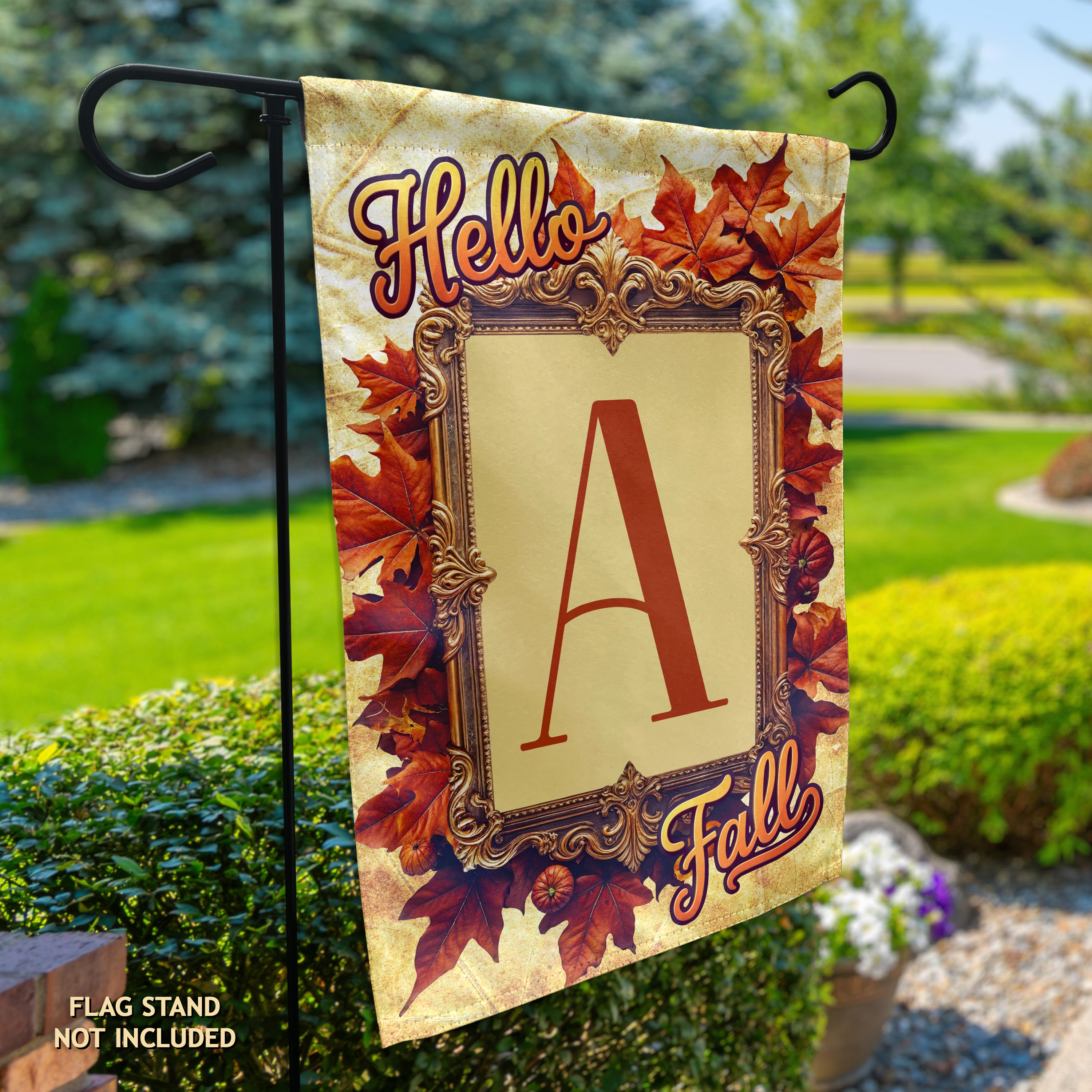 Fall, Hello Fall, Monogram, Garden Flag