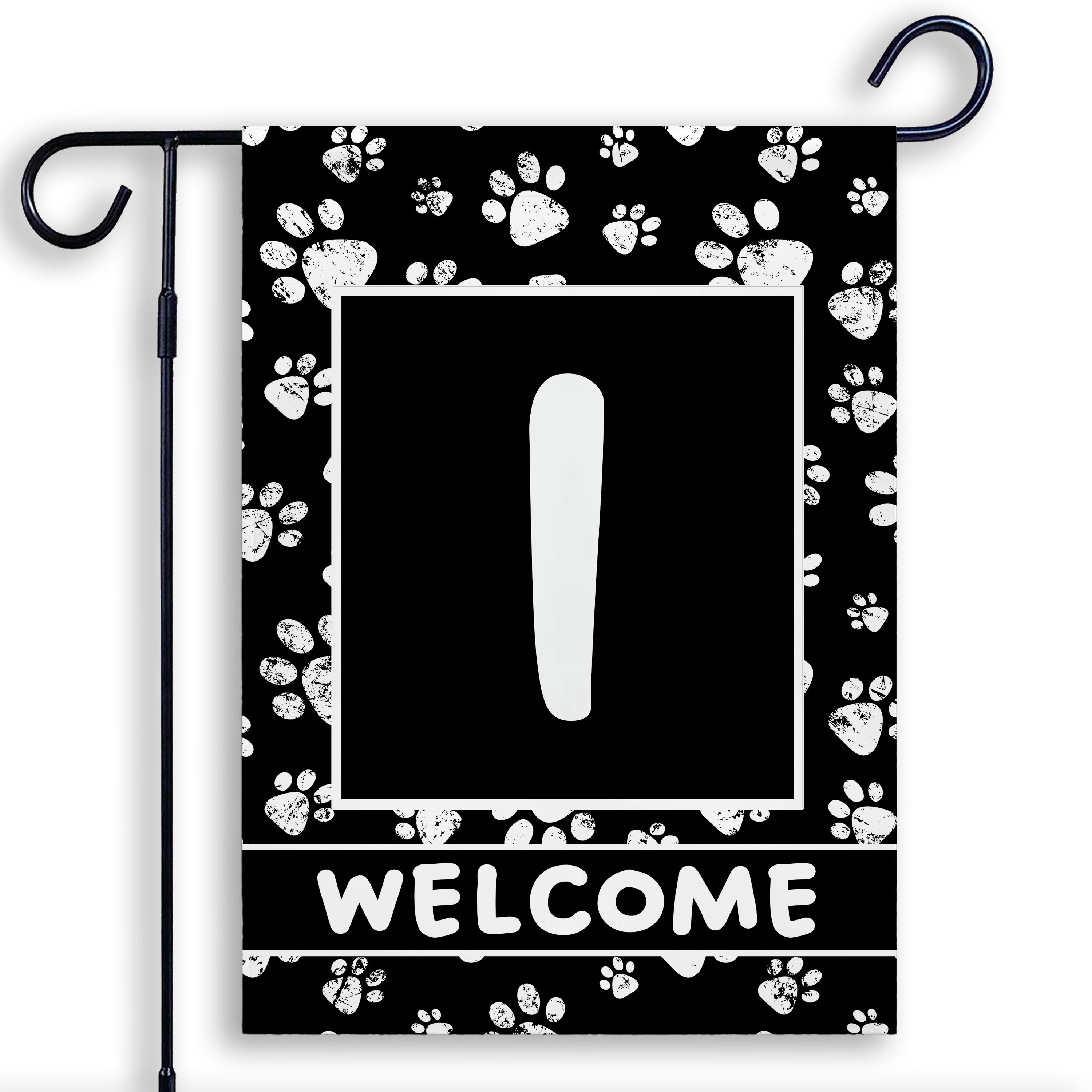 Welcome, Chalk Paws, Monogram, Garden Flag