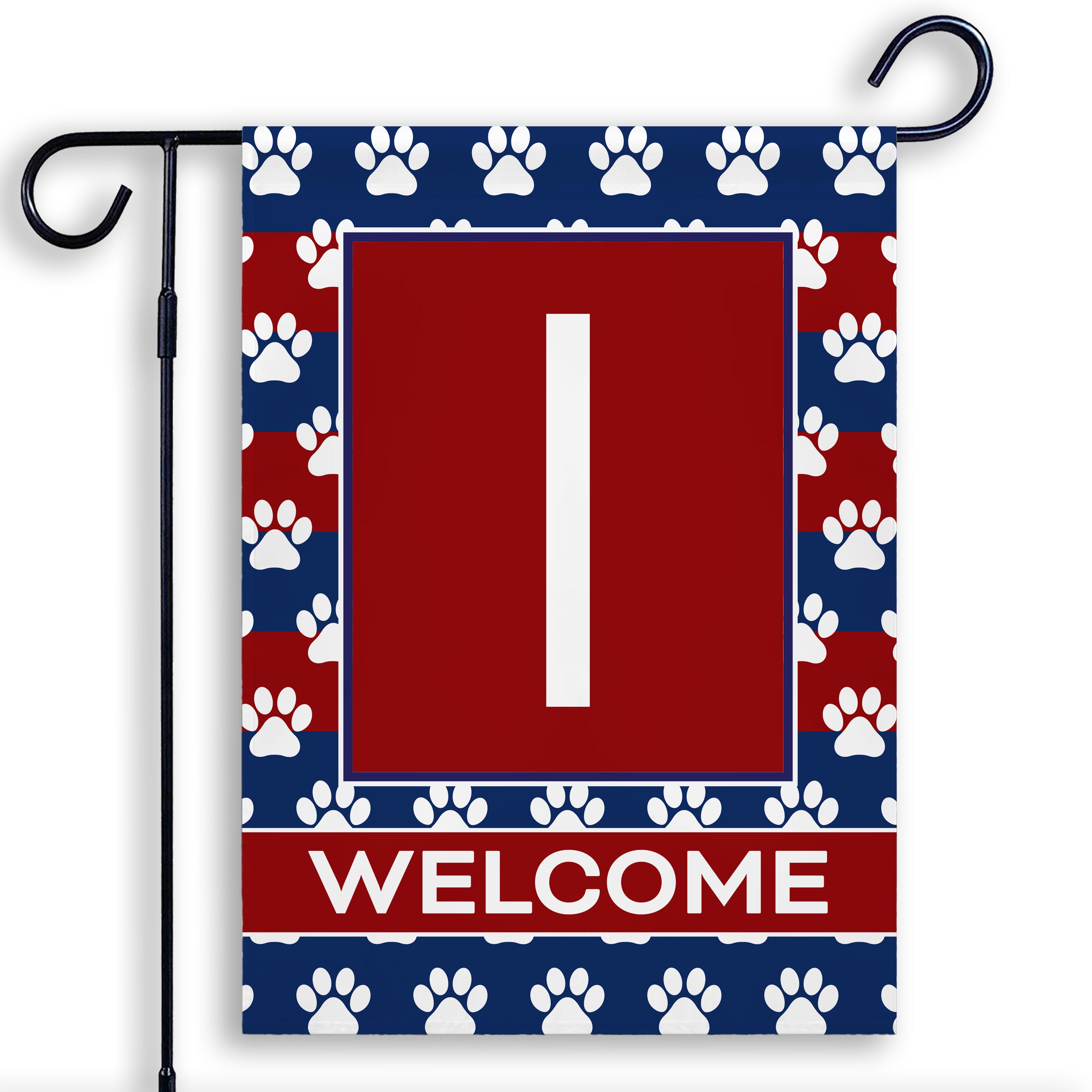 Patriotic, Paws Stripes, Monogram, Garden Flag