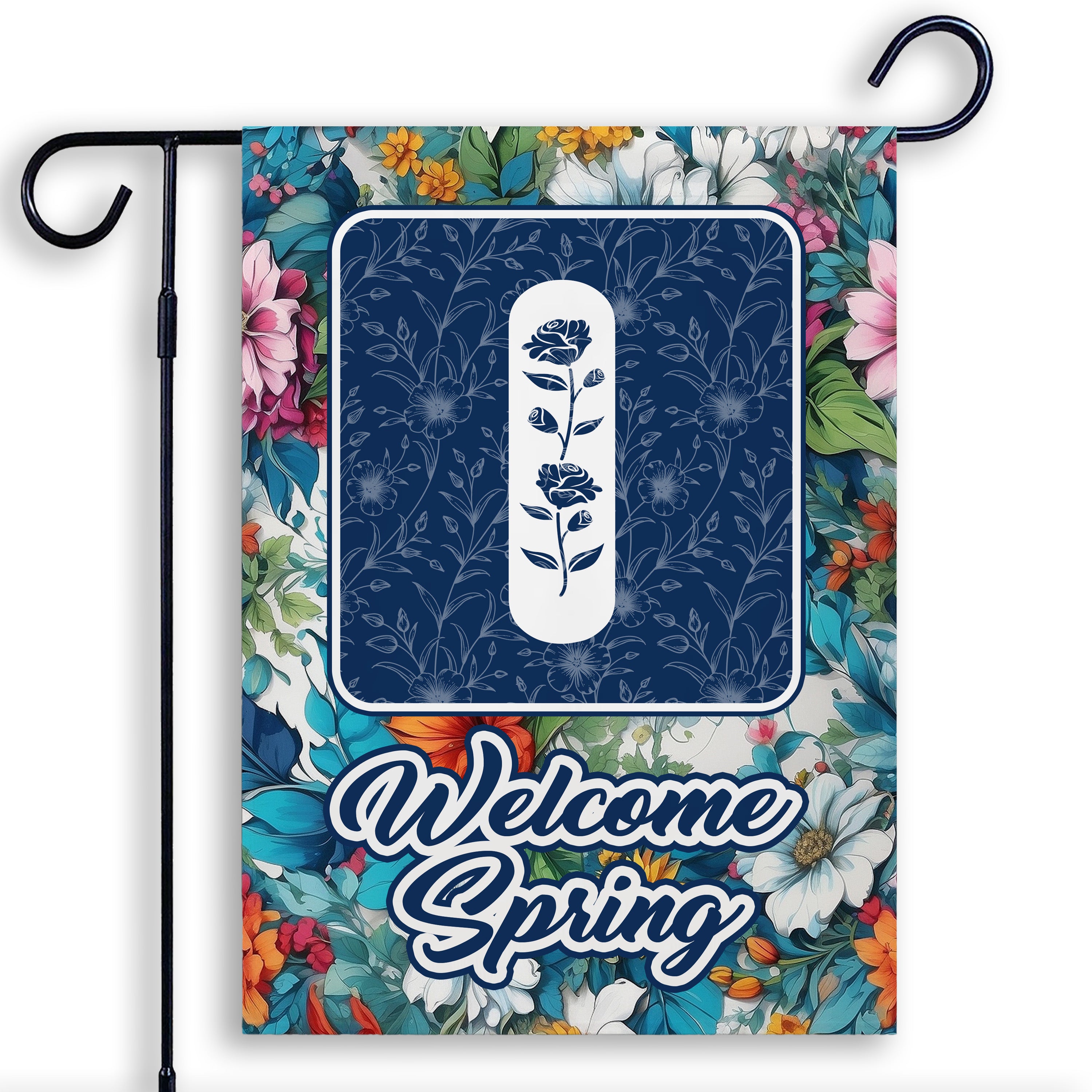 Spring, Welcome Spring,  Monogram, Garden Flag