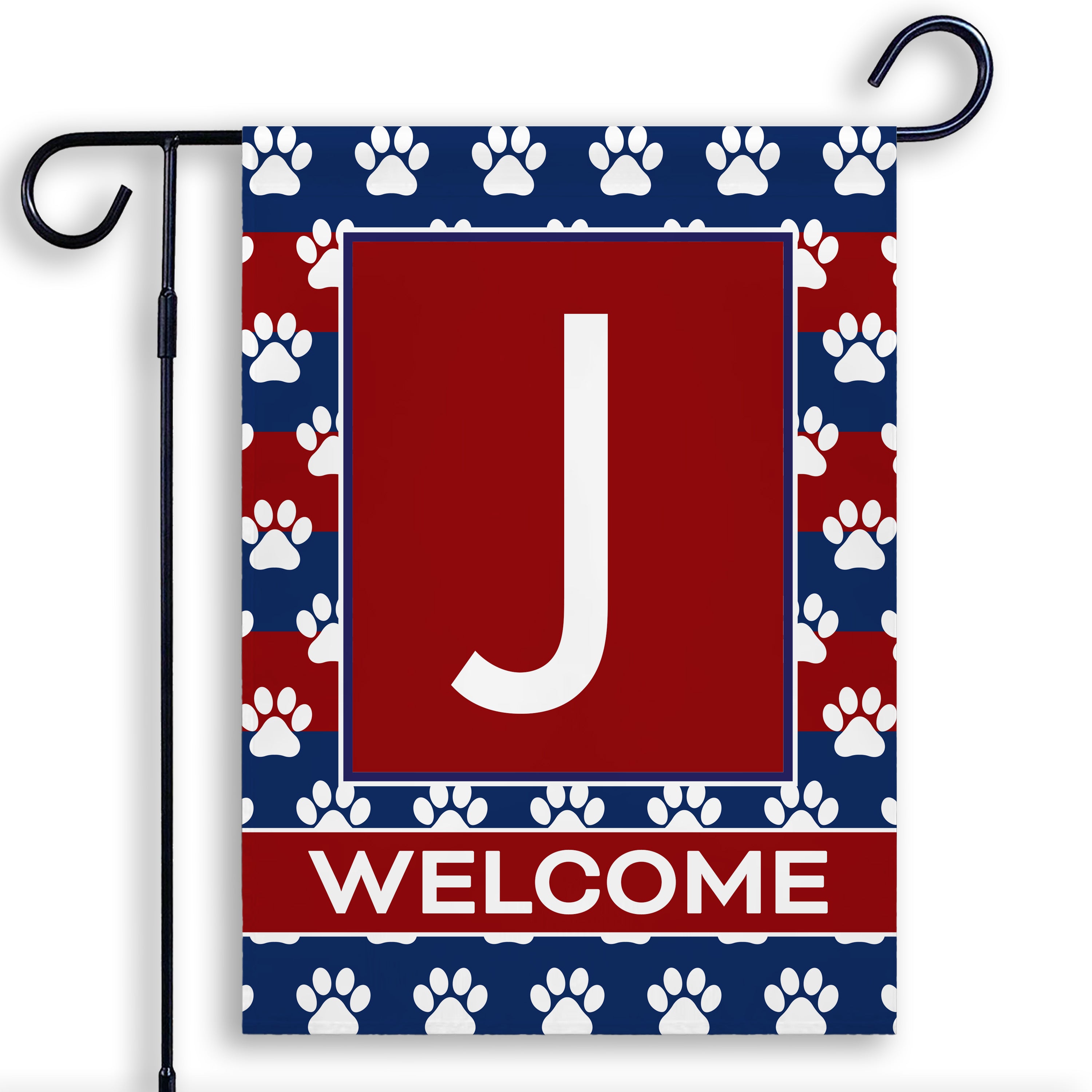 Patriotic, Paws Stripes, Monogram, Garden Flag