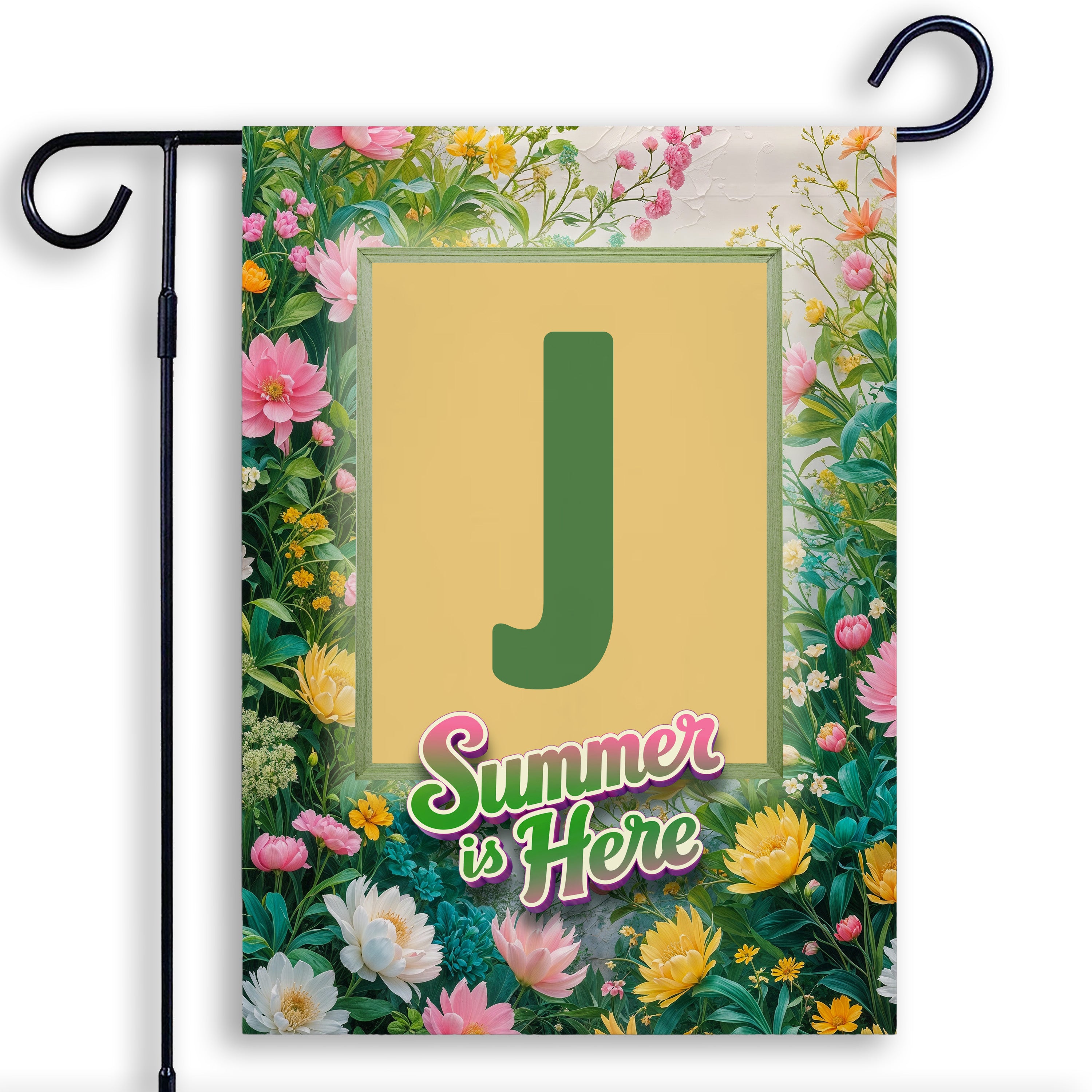 Summer, Summer is Here,  Monogram, Garden Flag