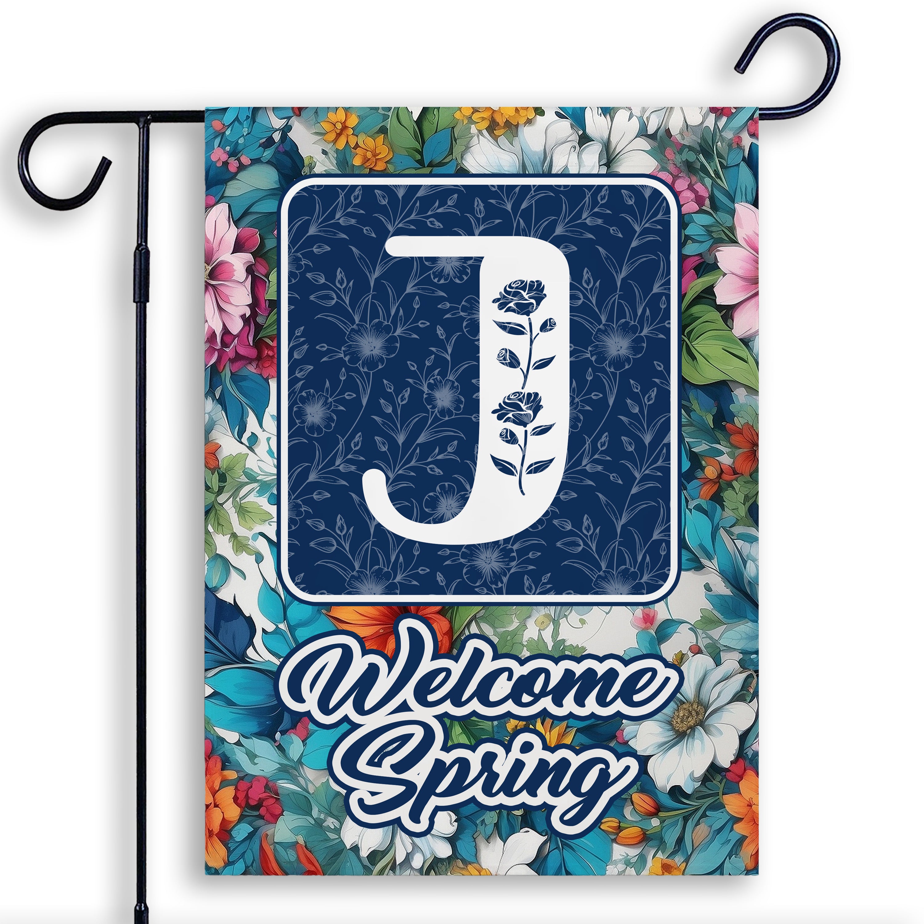 Spring, Welcome Spring,  Monogram, Garden Flag