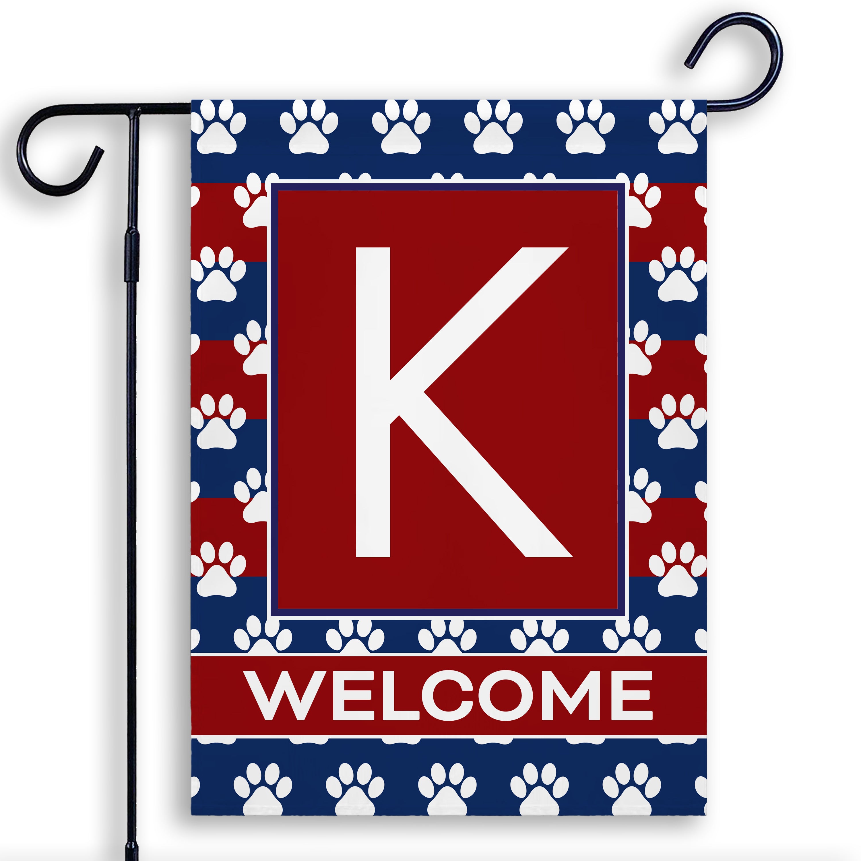 Patriotic, Paws Stripes, Monogram, Garden Flag