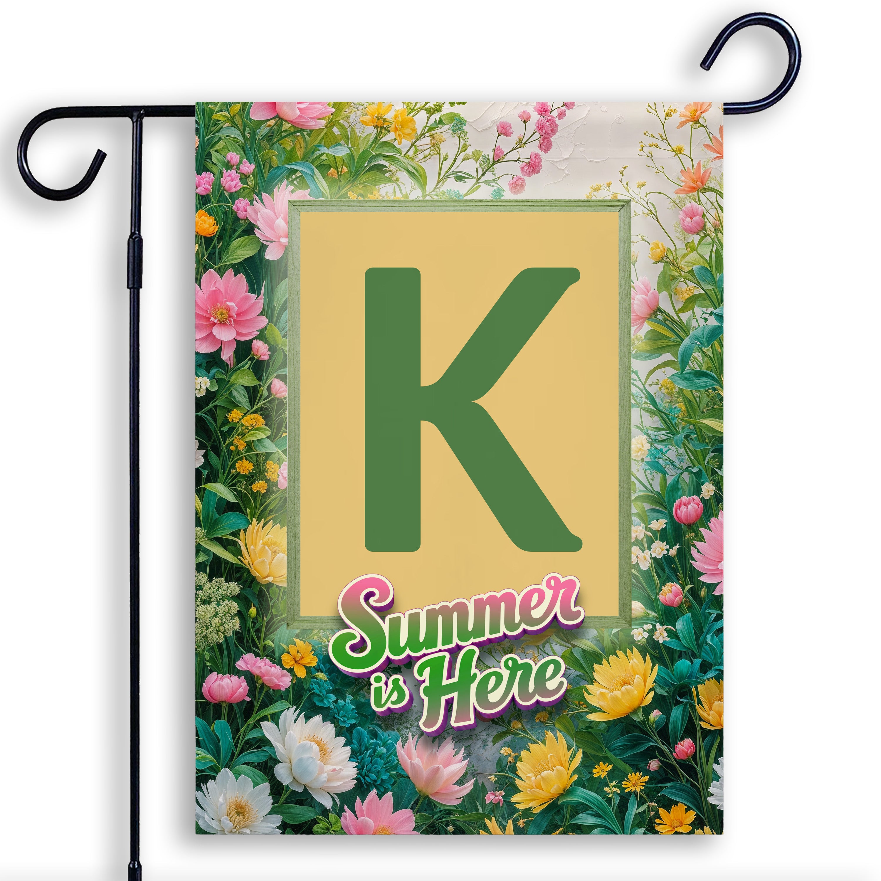 Summer, Summer is Here,  Monogram, Garden Flag