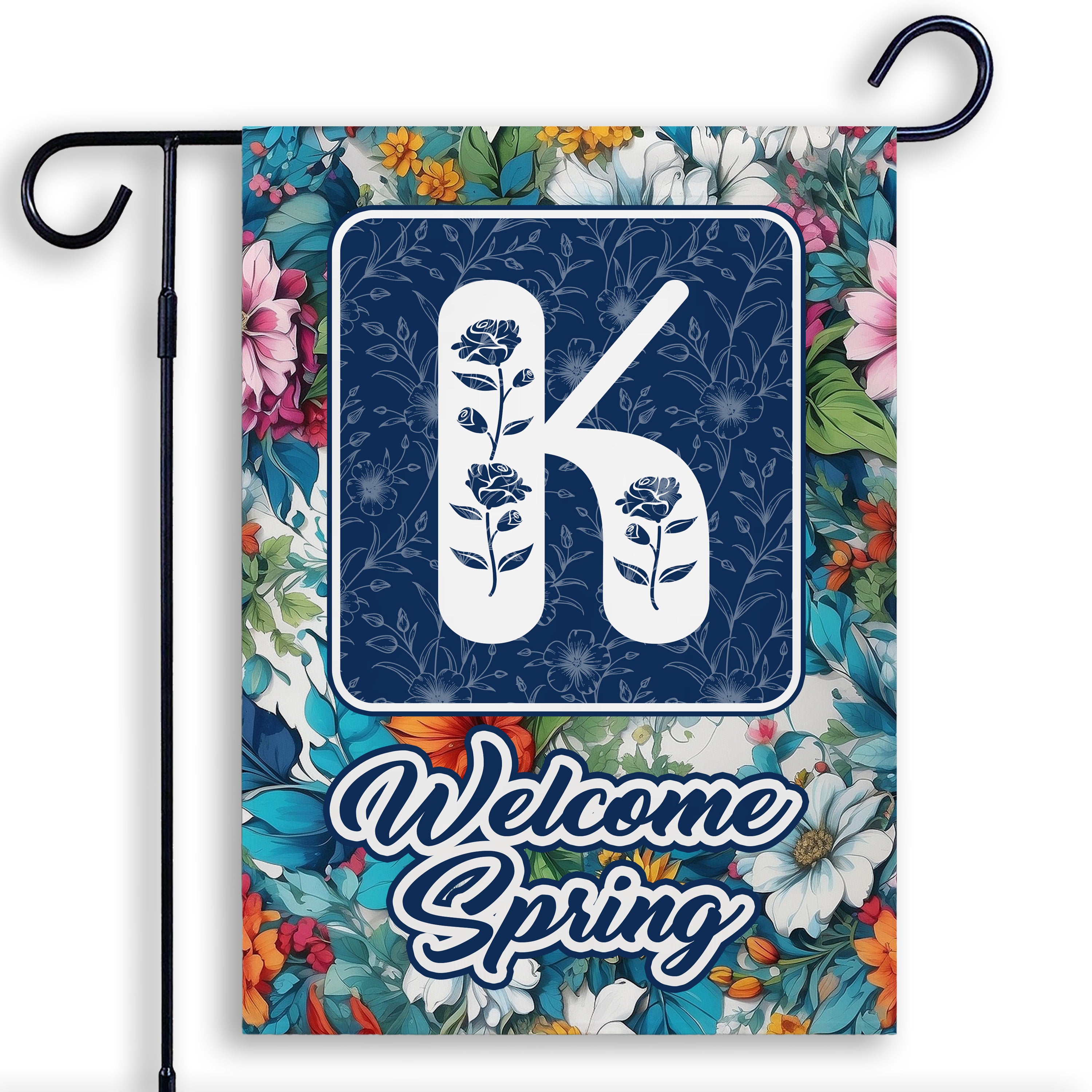 Spring, Welcome Spring,  Monogram, Garden Flag