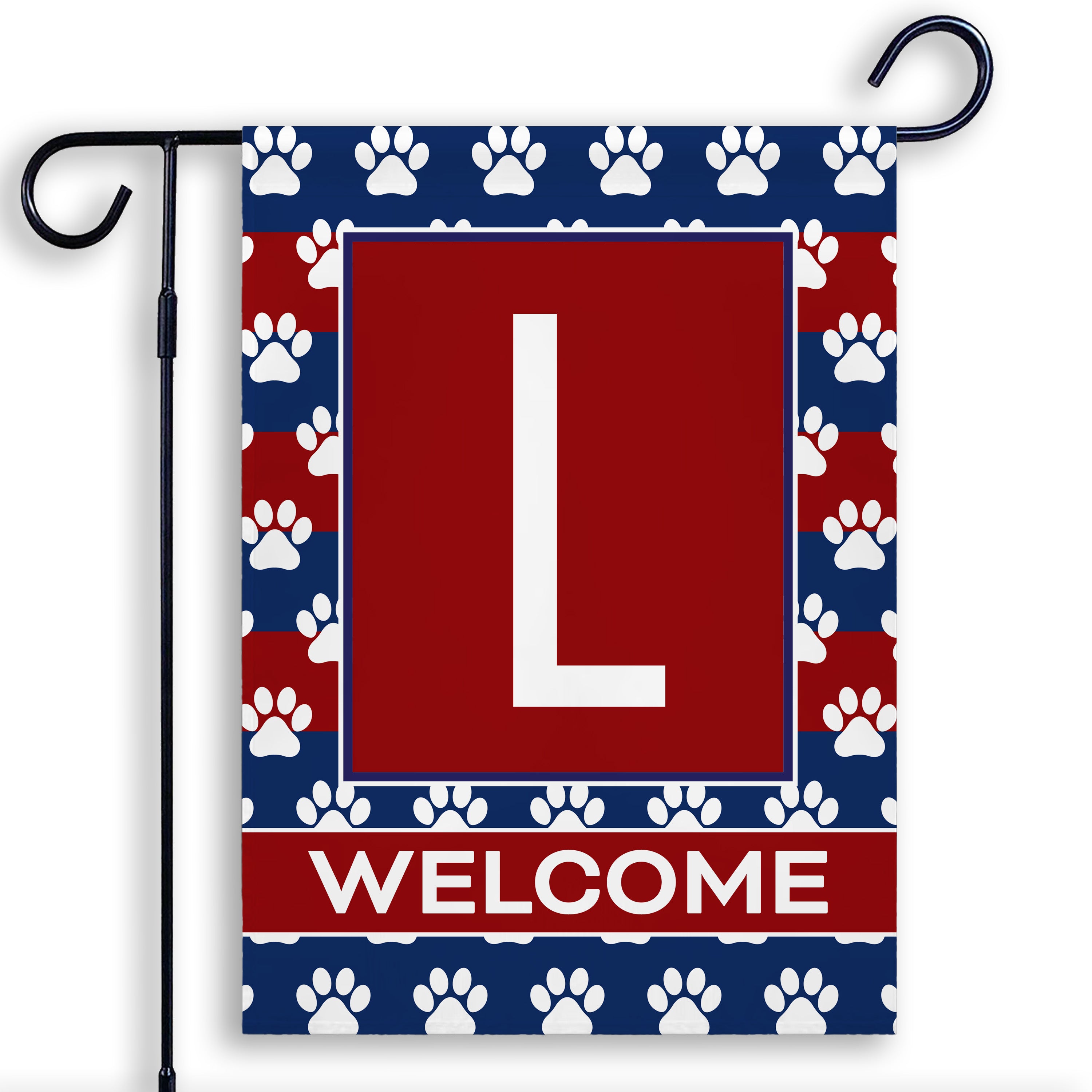 Patriotic, Paws Stripes, Monogram, Garden Flag