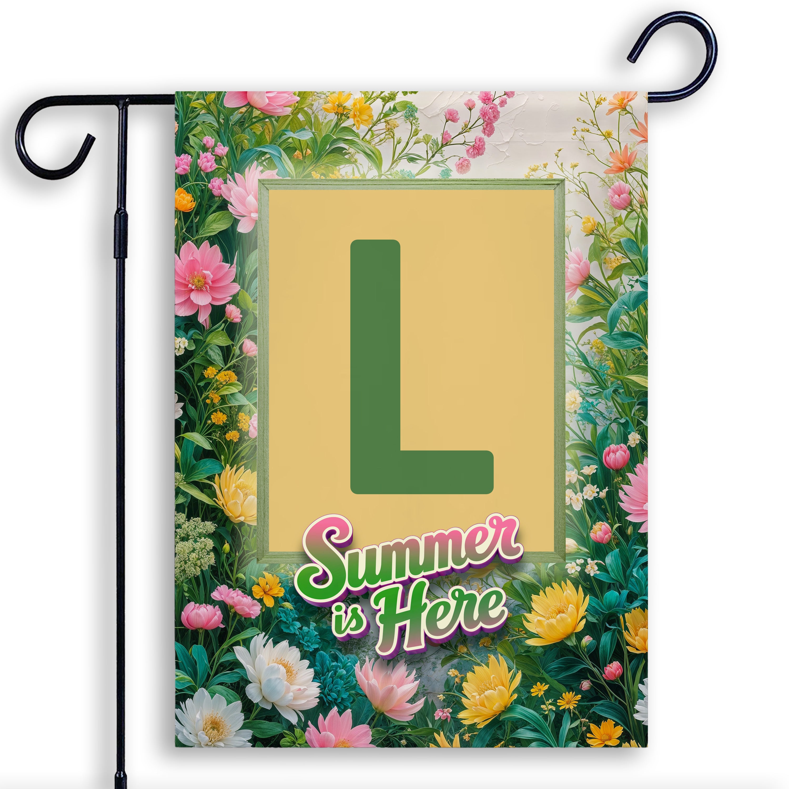 Summer, Summer is Here,  Monogram, Garden Flag