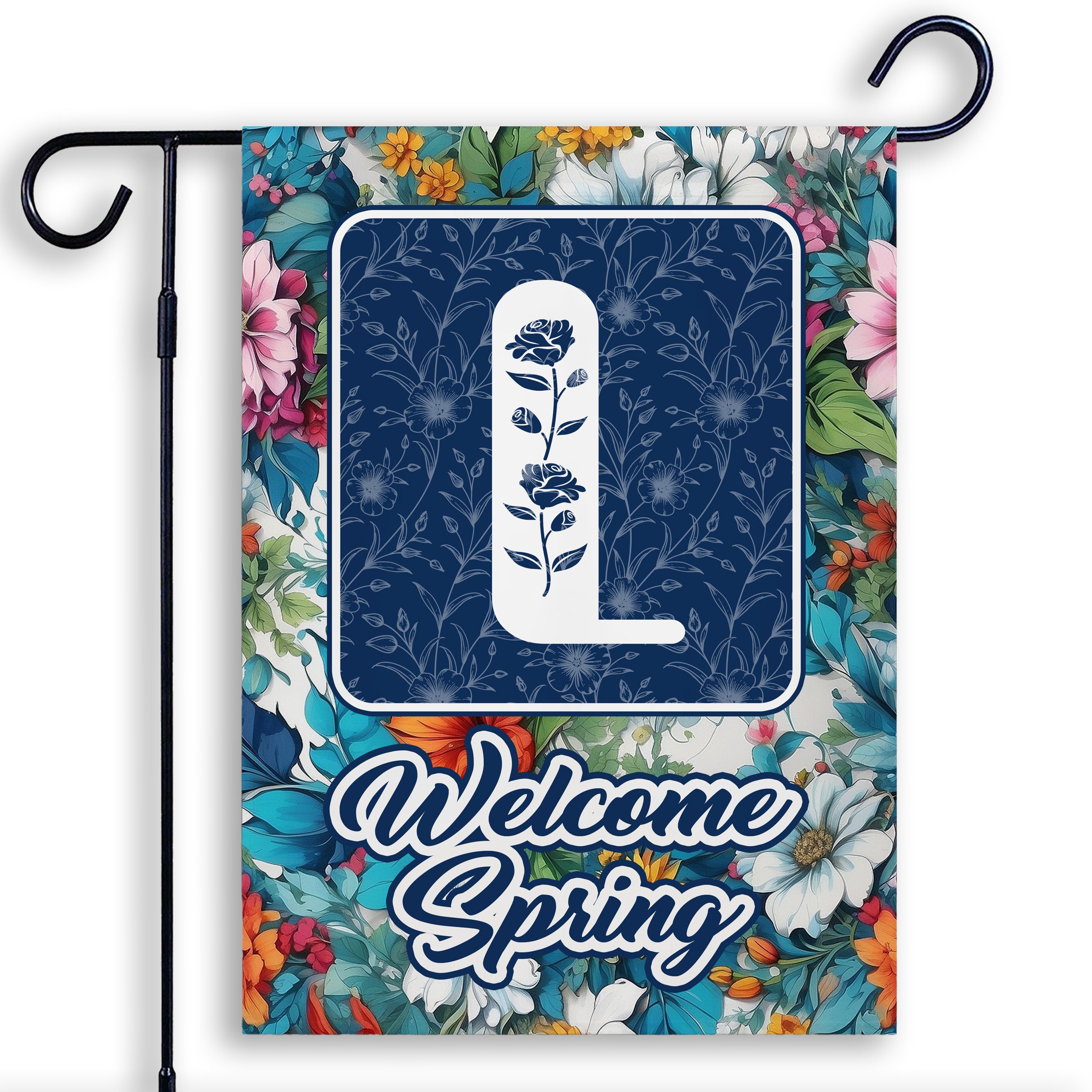 Spring, Welcome Spring,  Monogram, Garden Flag