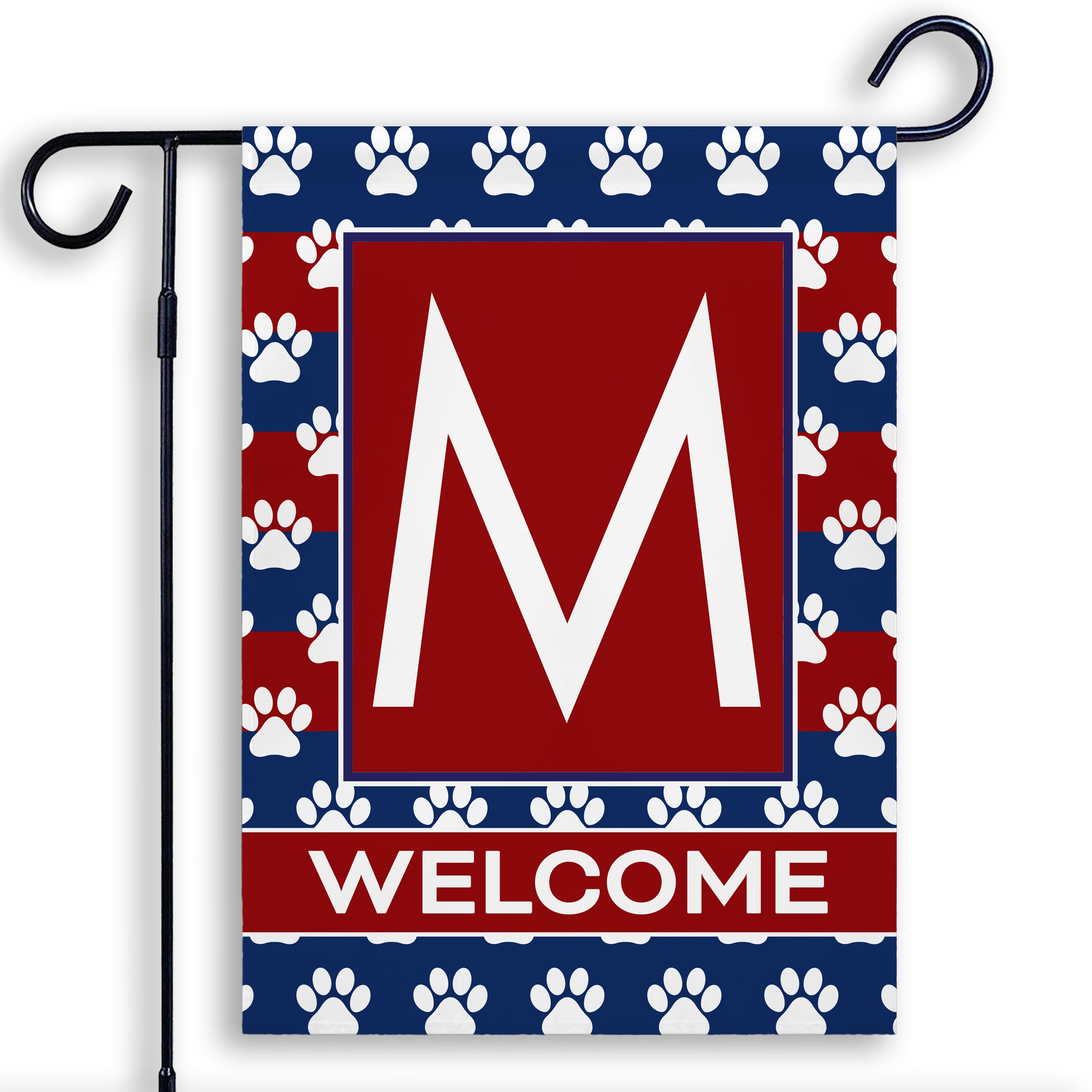 Patriotic, Paws Stripes, Monogram, Garden Flag