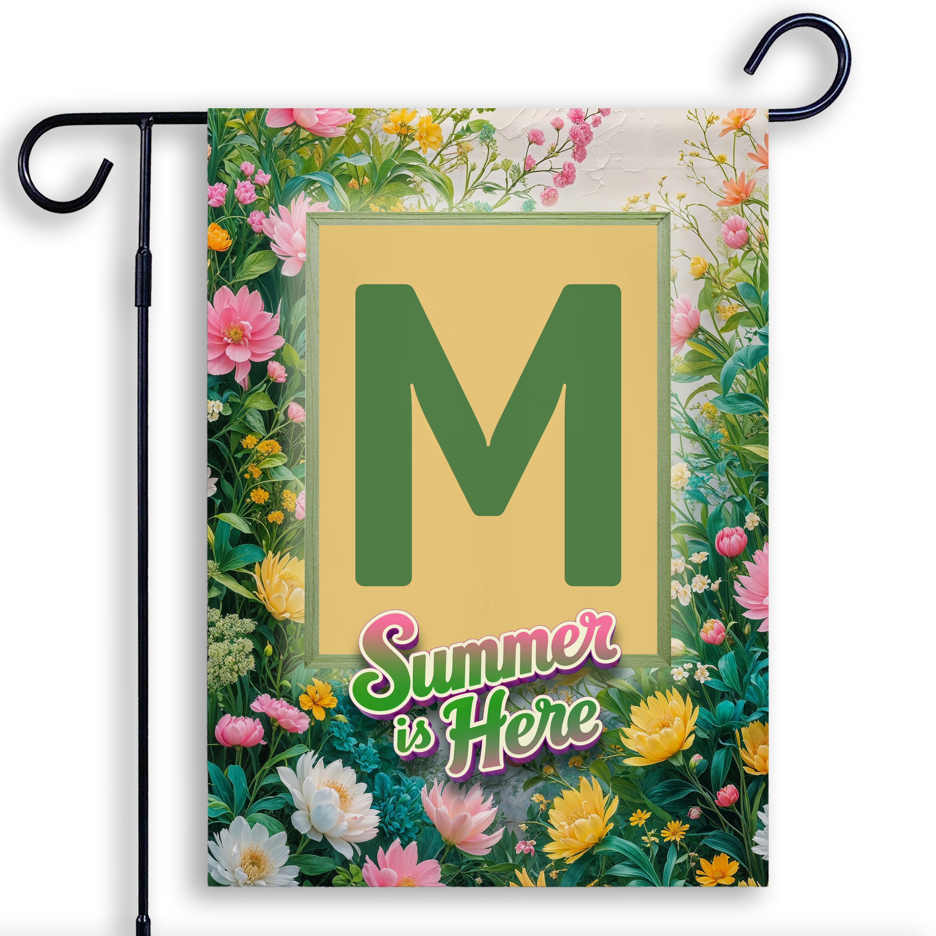 Summer, Summer is Here,  Monogram, Garden Flag