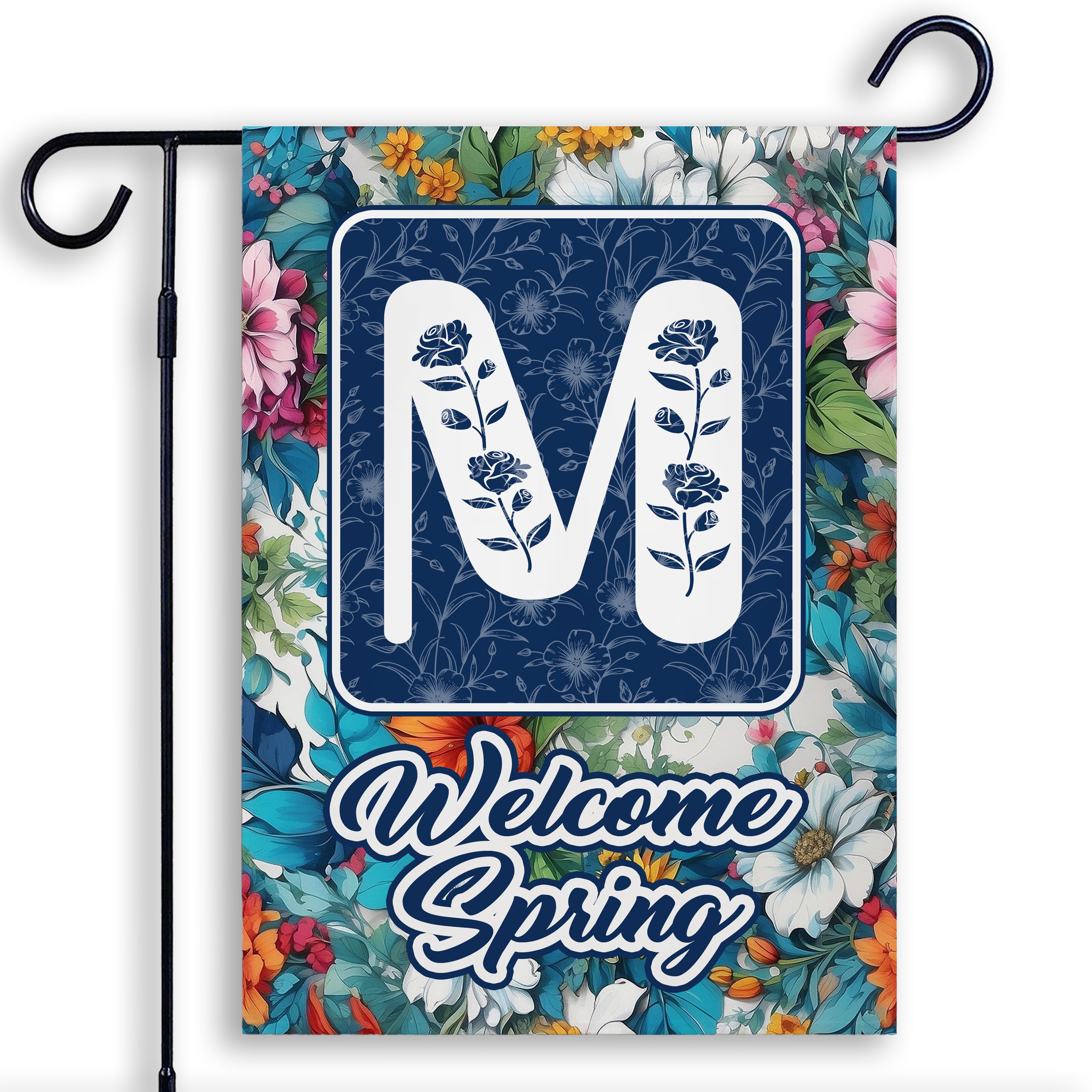 Spring, Welcome Spring,  Monogram, Garden Flag