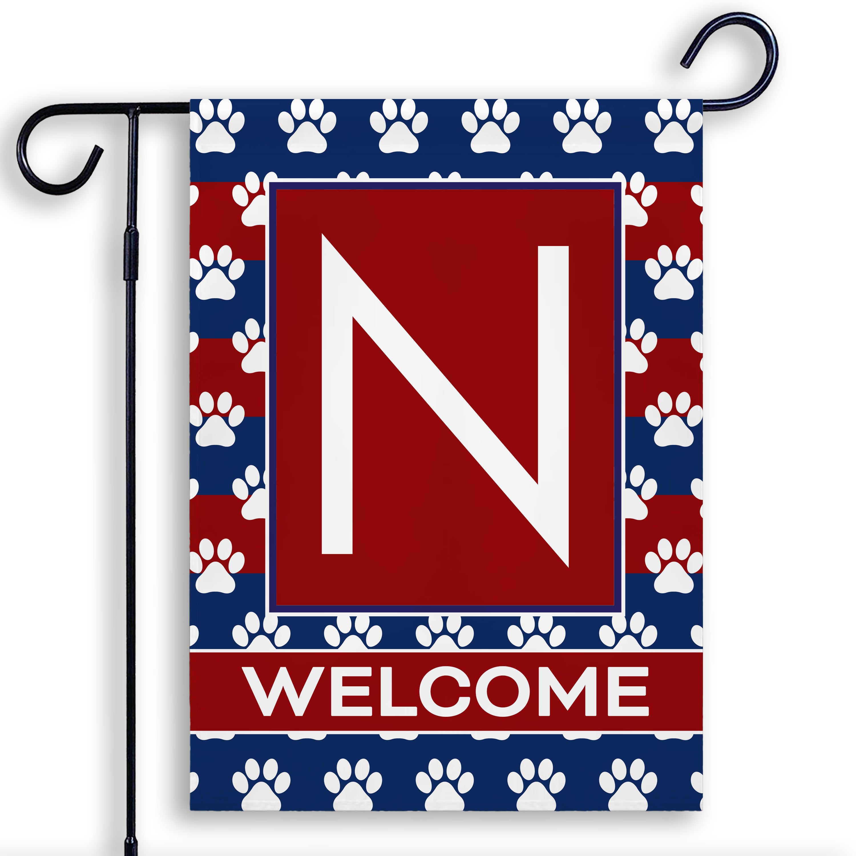 Patriotic, Paws Stripes, Monogram, Garden Flag