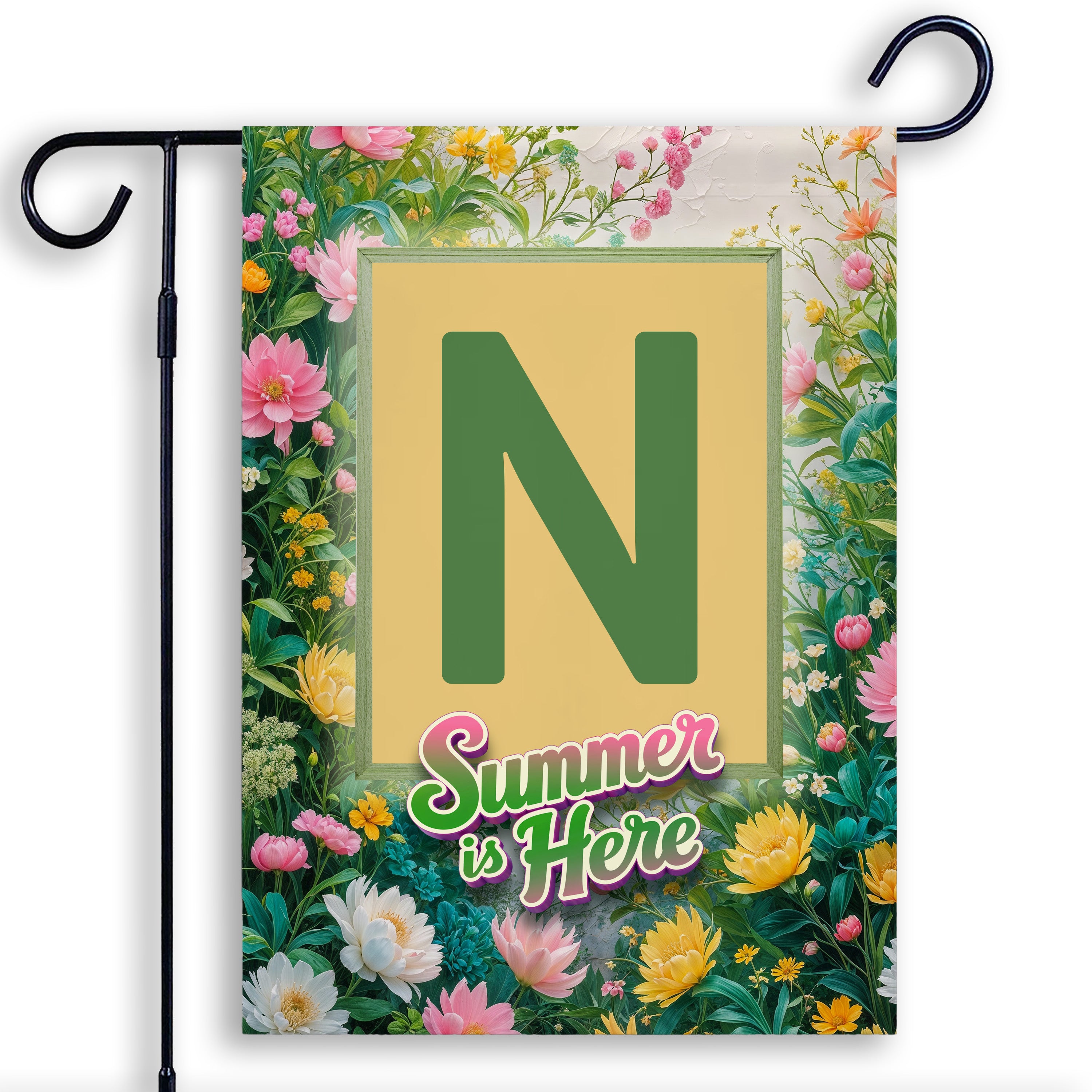 Summer, Summer is Here,  Monogram, Garden Flag