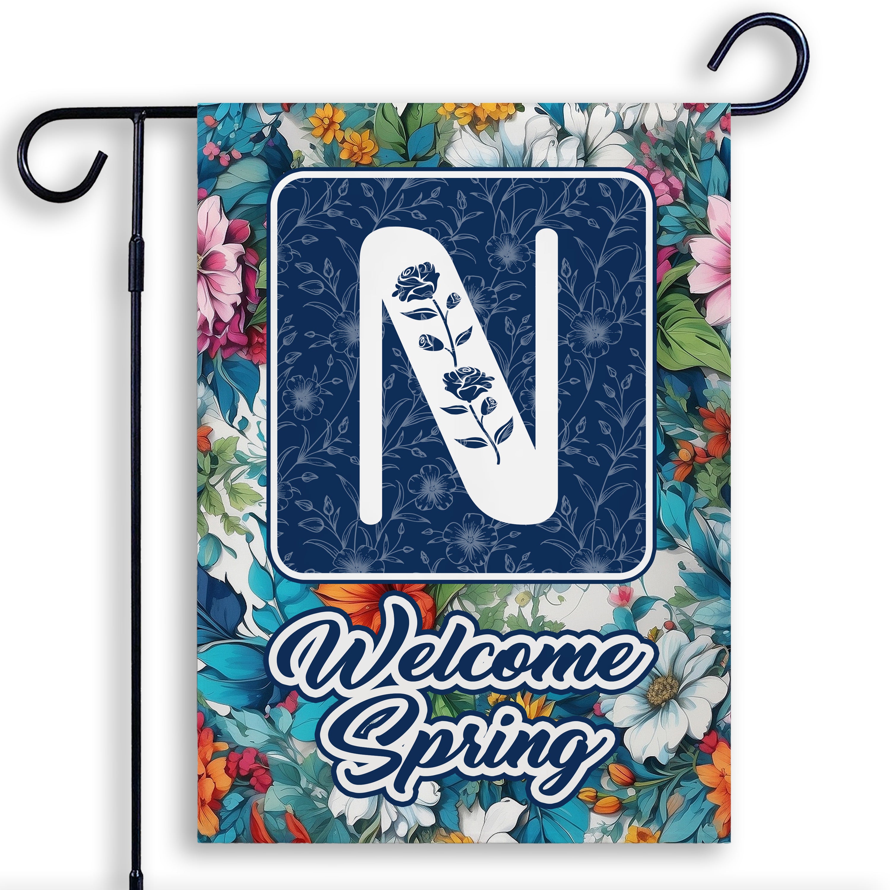 Spring, Welcome Spring,  Monogram, Garden Flag